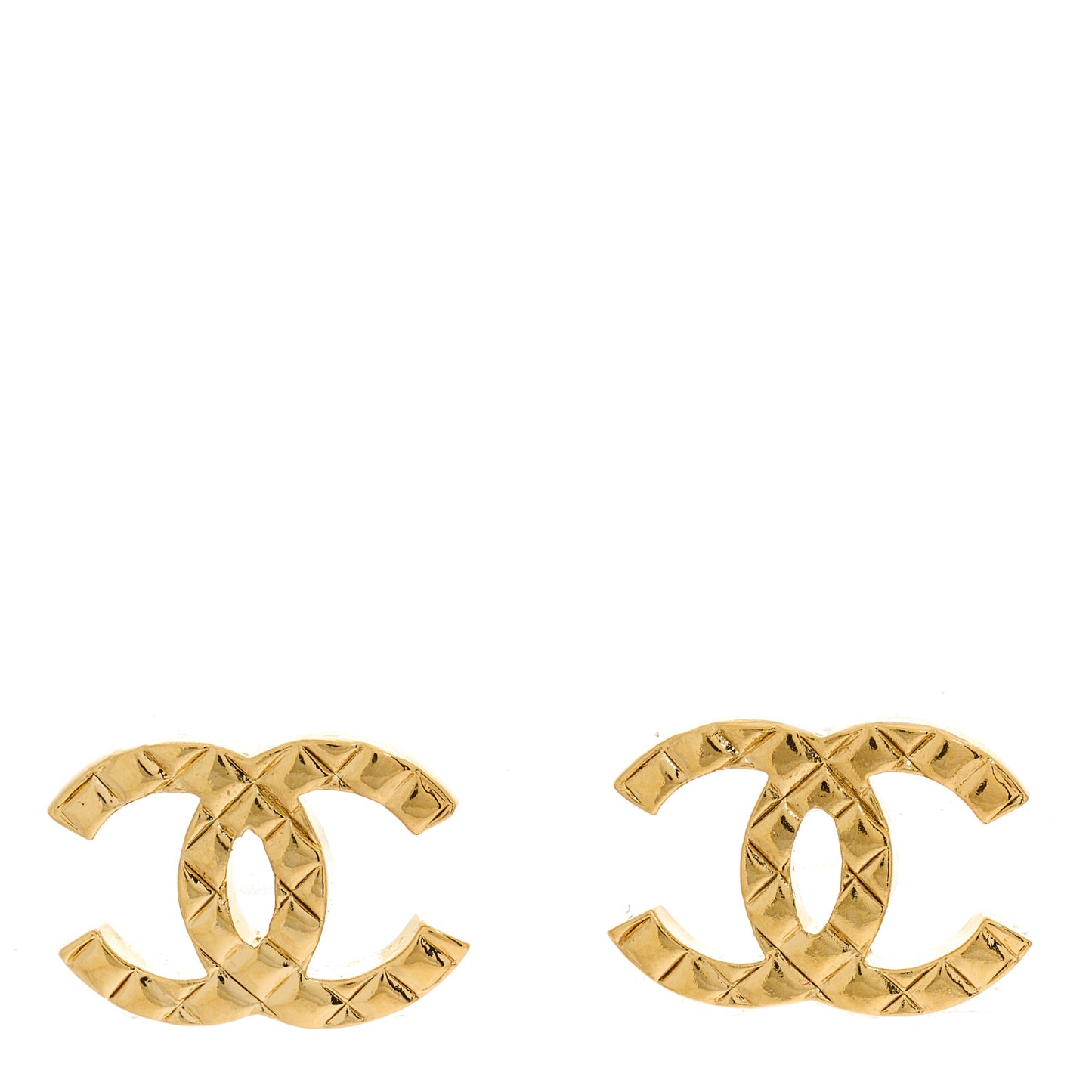 Metal Textured CC Earrings Gold