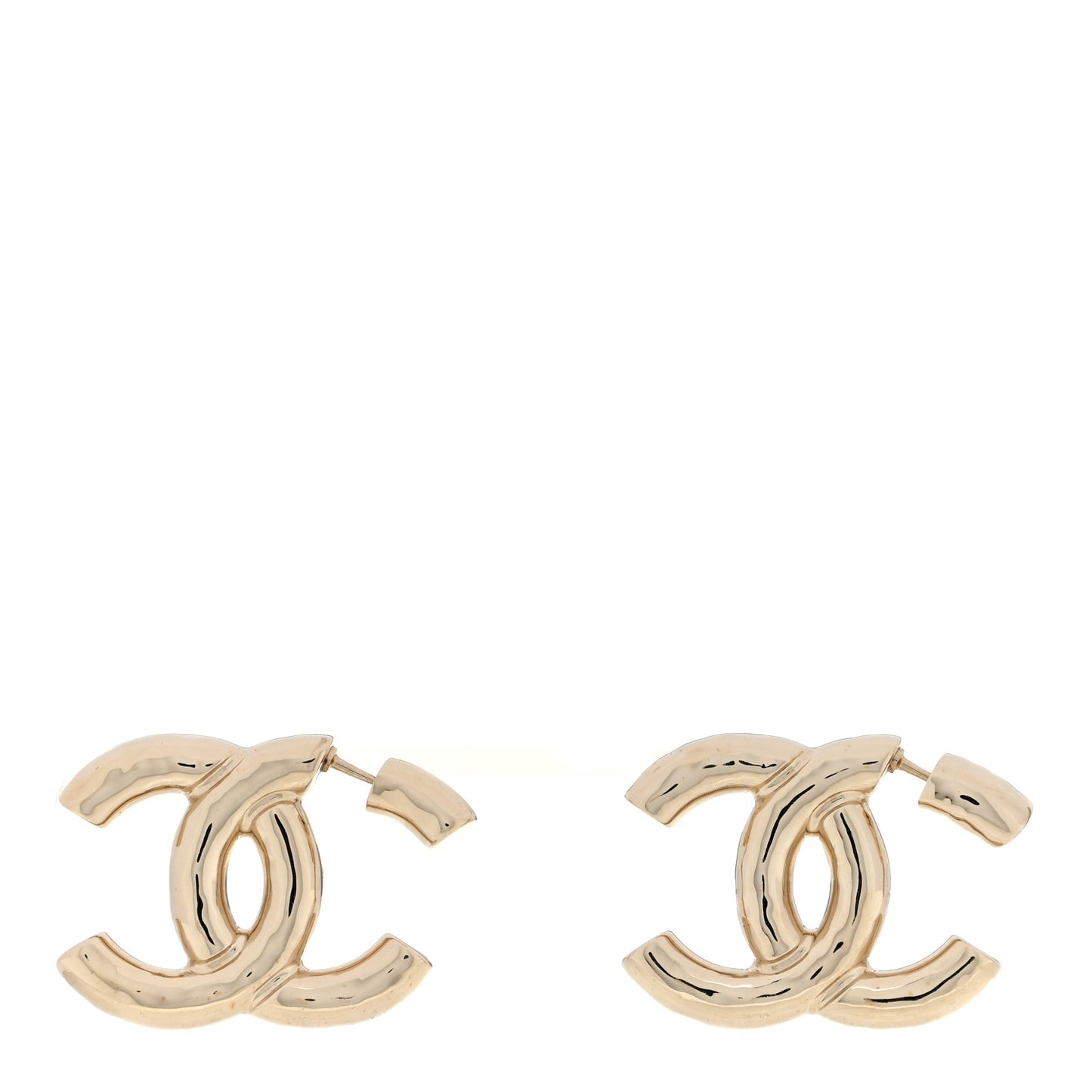 Metal Large CC Earrings Light Gold