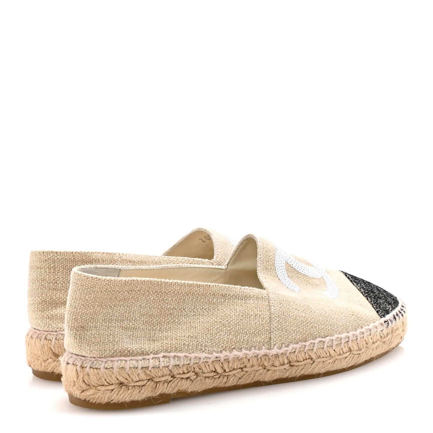 Toile Sequin CC Espadrilles 39 Beige Black