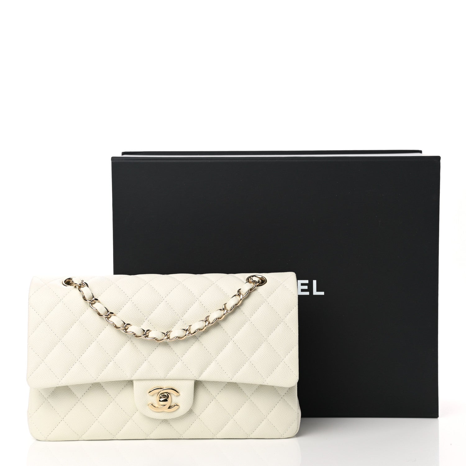 Chanel Caviar Quilted Medium Double Flap White 12 of 12