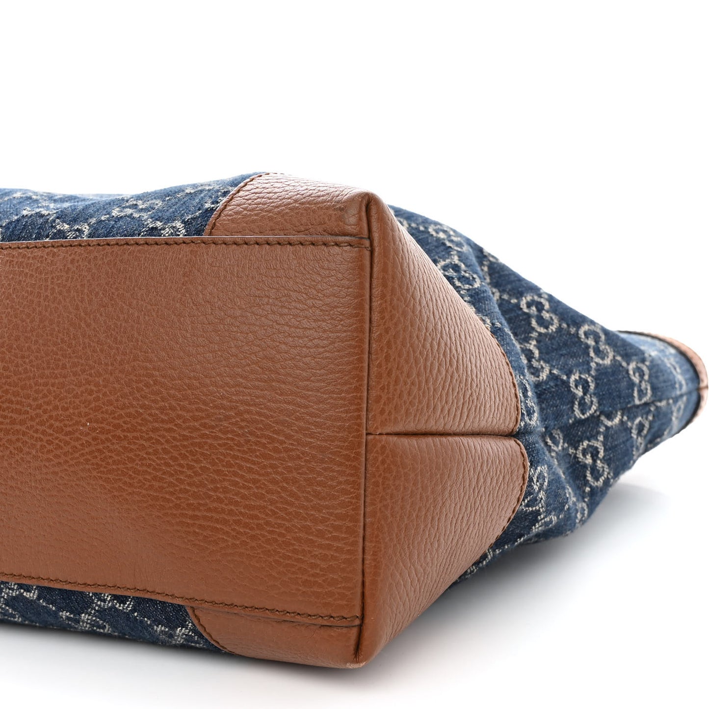New Denim GG Monogram Medium Ophidia Shopping Tote Blue Tea Cuir