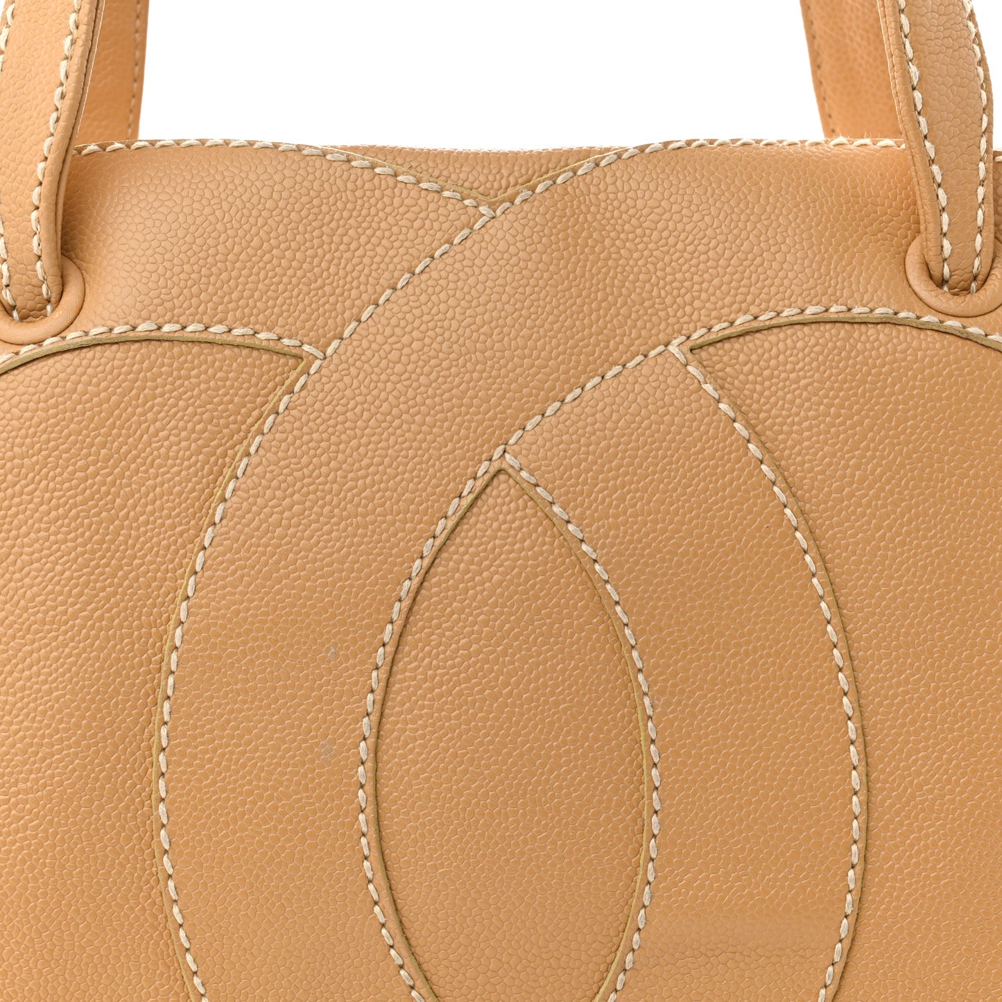 Caviar CC Stitched Medium Tote Beige