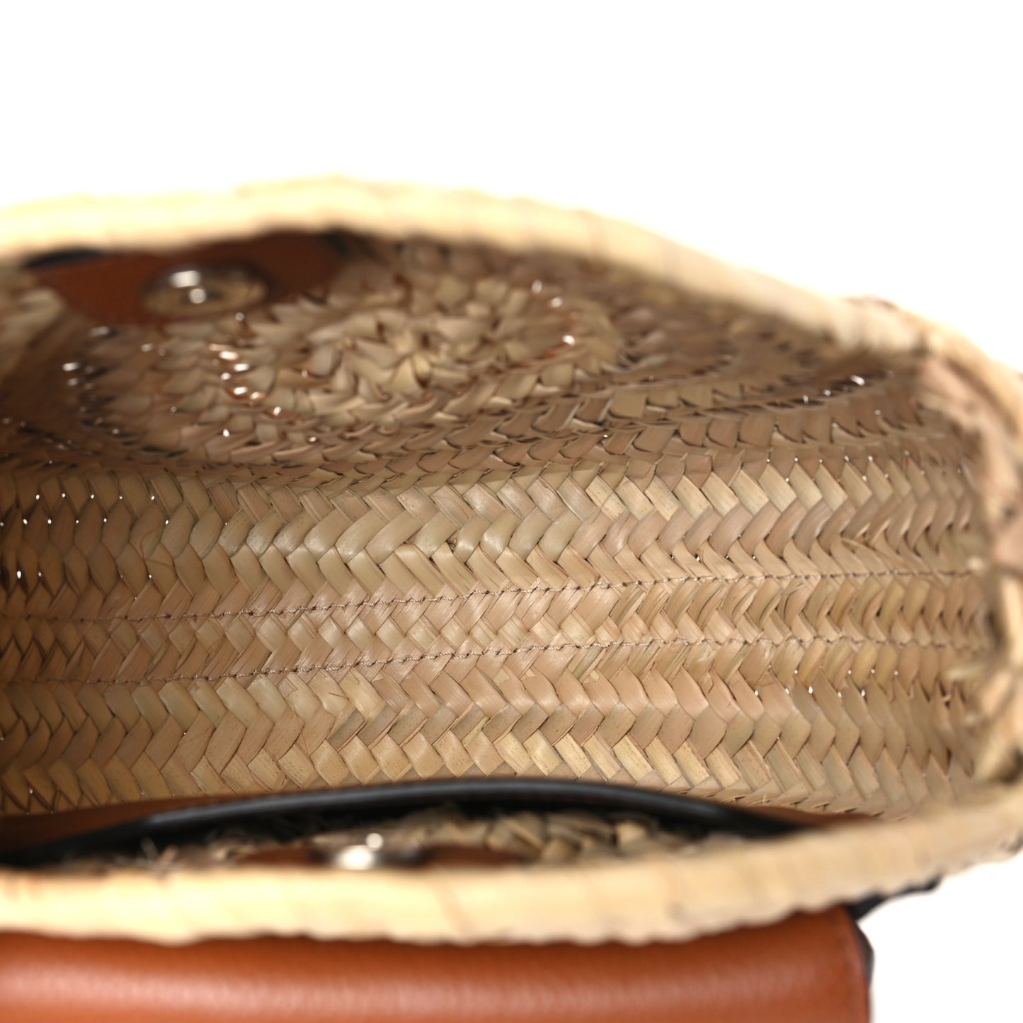 Raffia Small Grain Calfskin Small Marcie Basket Crossbody Tan