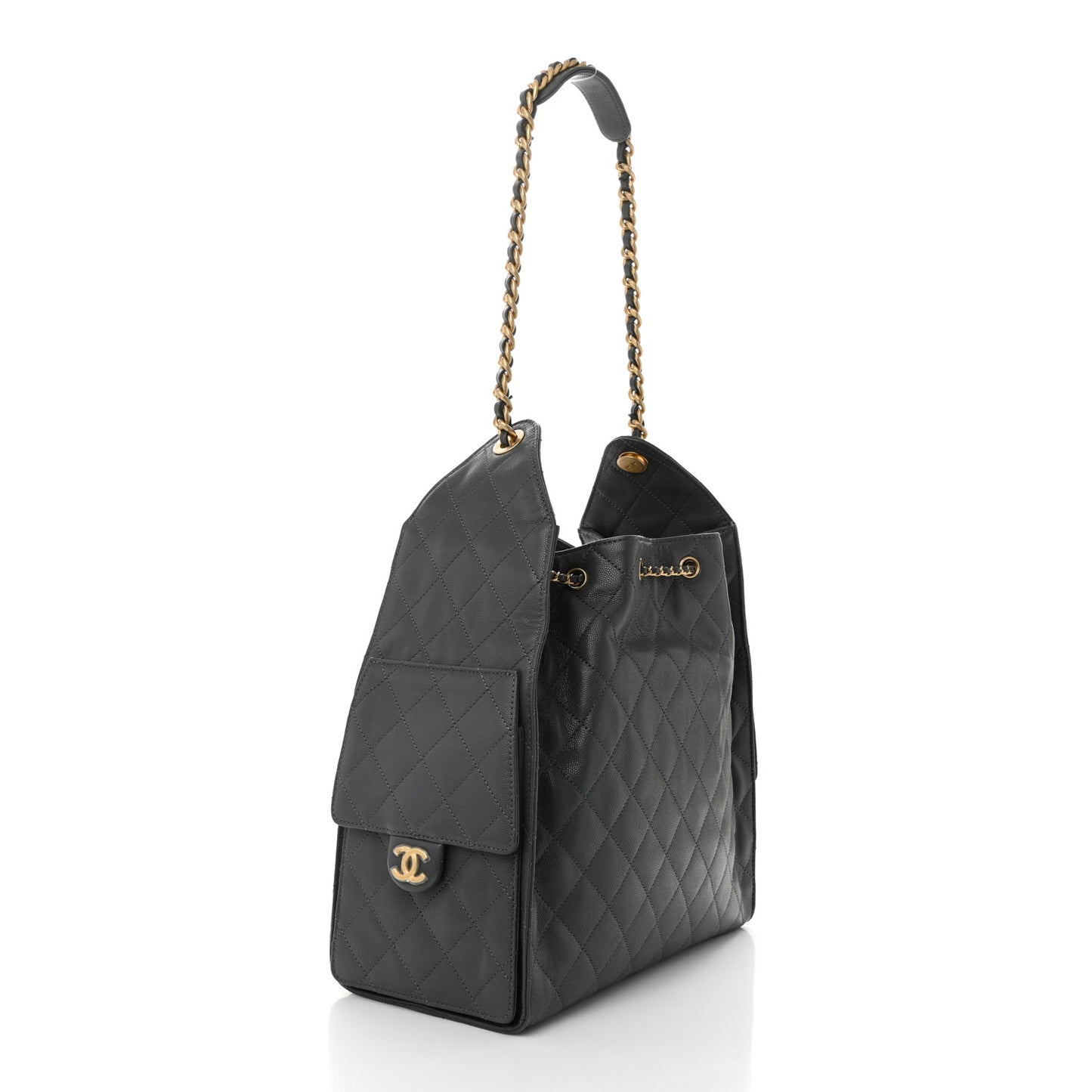 Caviar Quilted Medium Chanel 25 Handbag Dark Gray