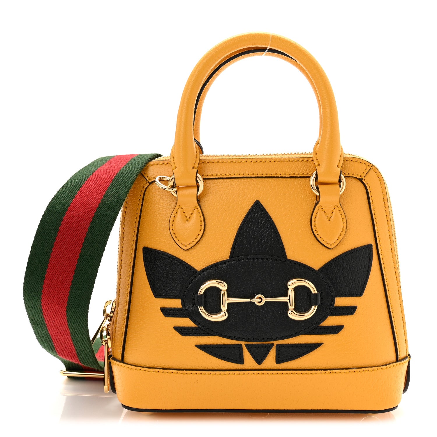 Gucci X ADIDAS Textured Dollar Calfskin Web Trefoil Mini Horsebit