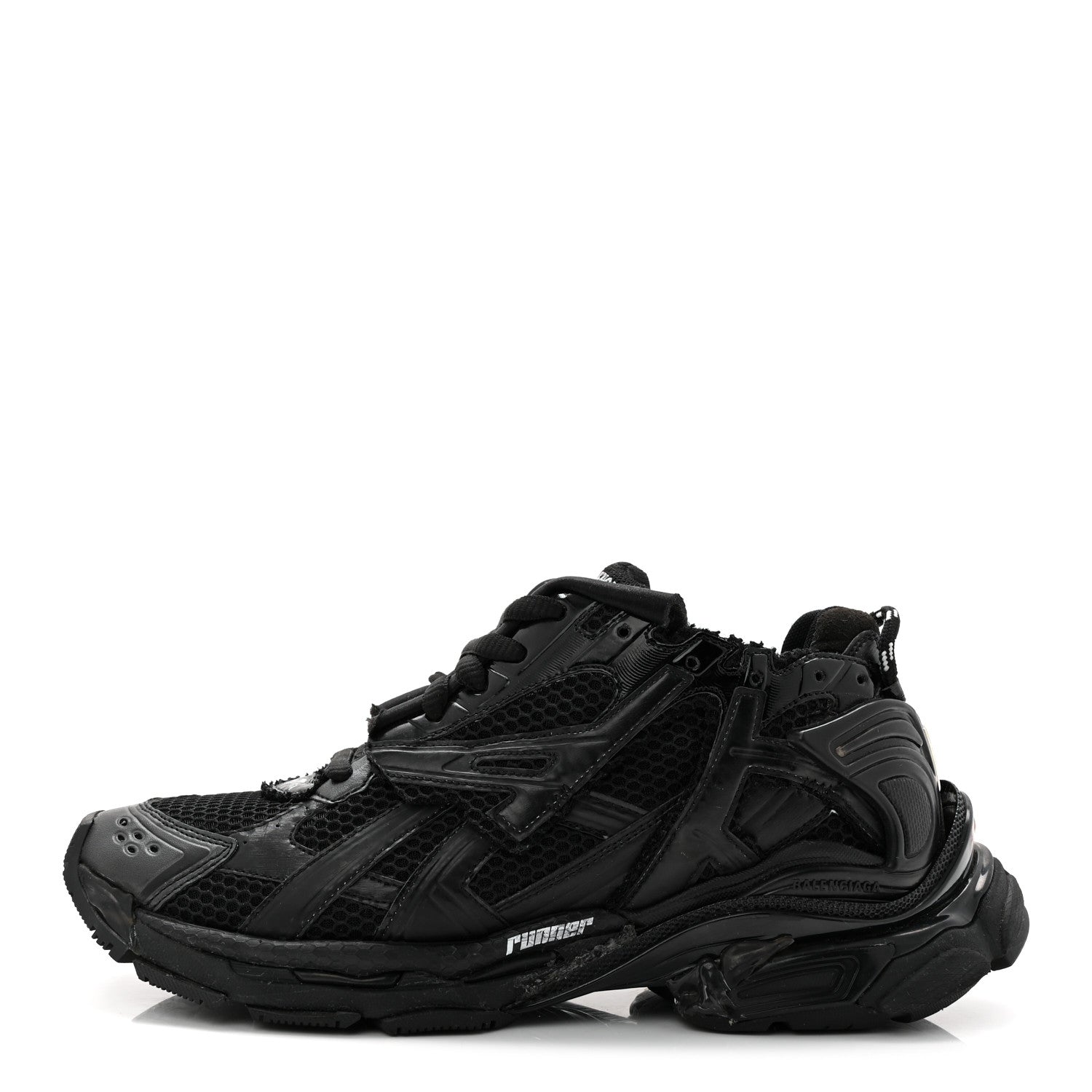 Balenciaga Mesh Rubber Monocolor Mens Runner Sneakers 42 Black