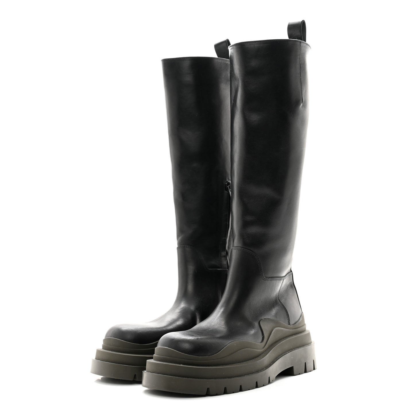 Calfskin The Tire High Boots 37 Black Camping