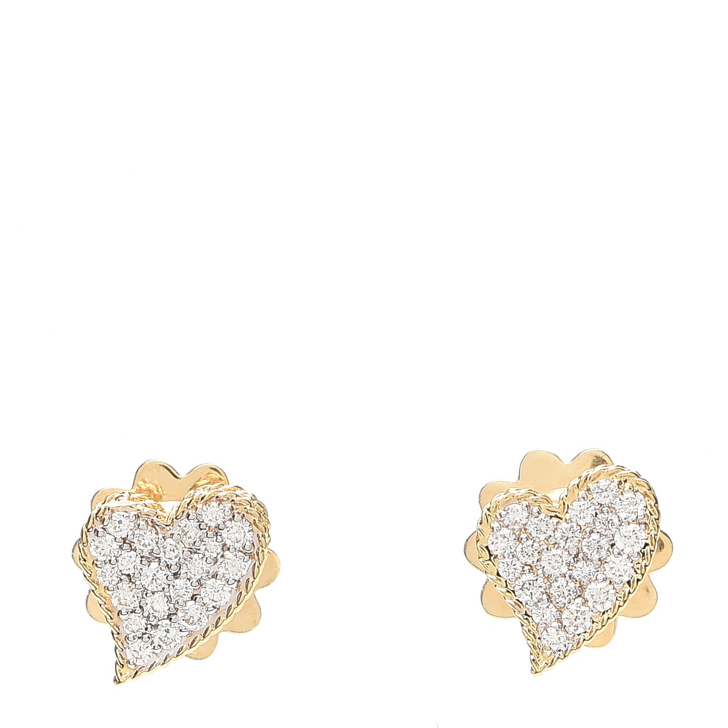 Roberto Coin 18K Yellow Gold Diamond Tiny Treasures Heart Stud Earrings 1 of 4
