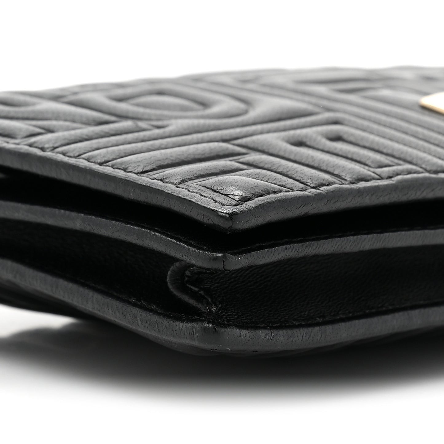 Nappa Logo Embossed Long Wallet On Chain Black