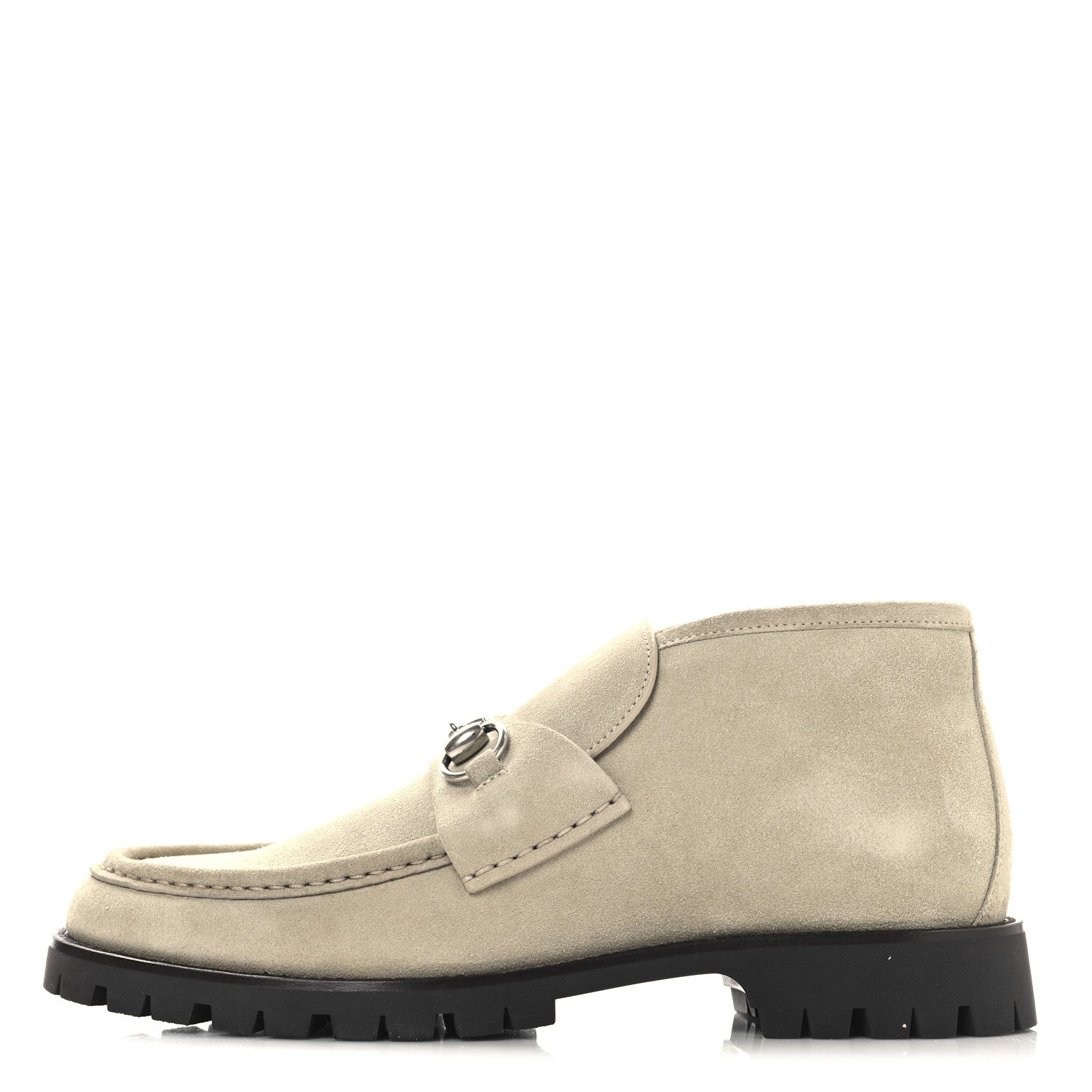 gucci dress men's shoes GUCCI Men's Ankle Boot With Horsebit, Beige, Suede