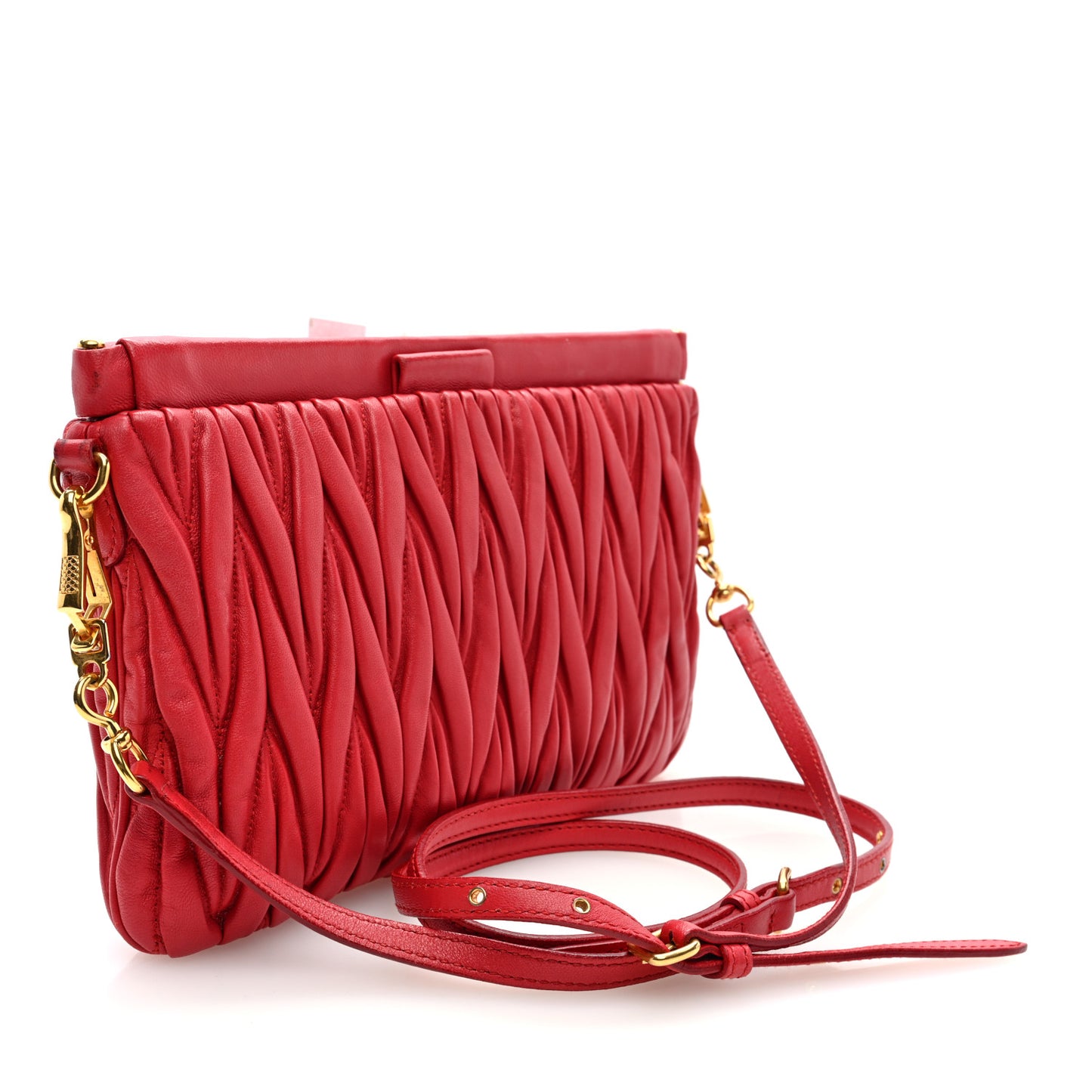 Nappa Matelasse Crossbody Clutch Red