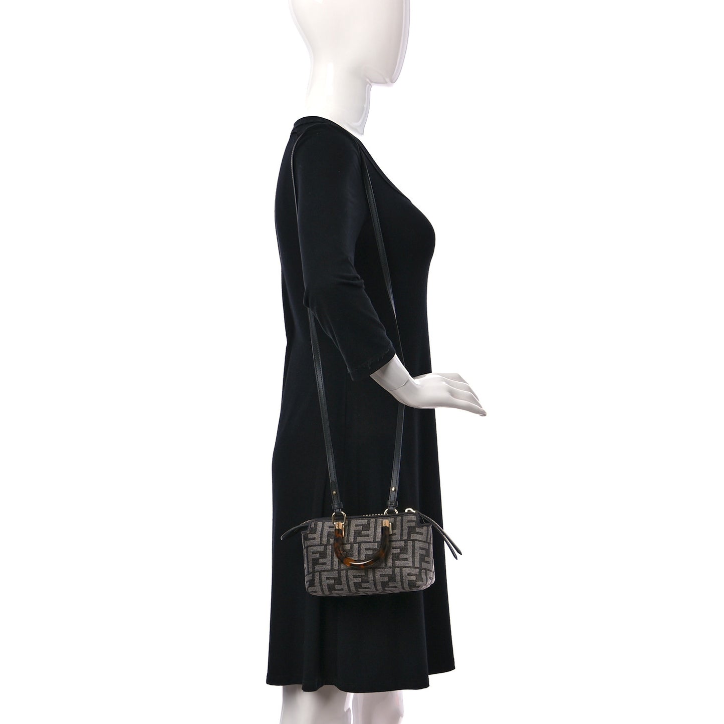Chenille Vitello King Plexiglass FF Mini By The Way Top Handle Boston Bag Tortora Nuvola