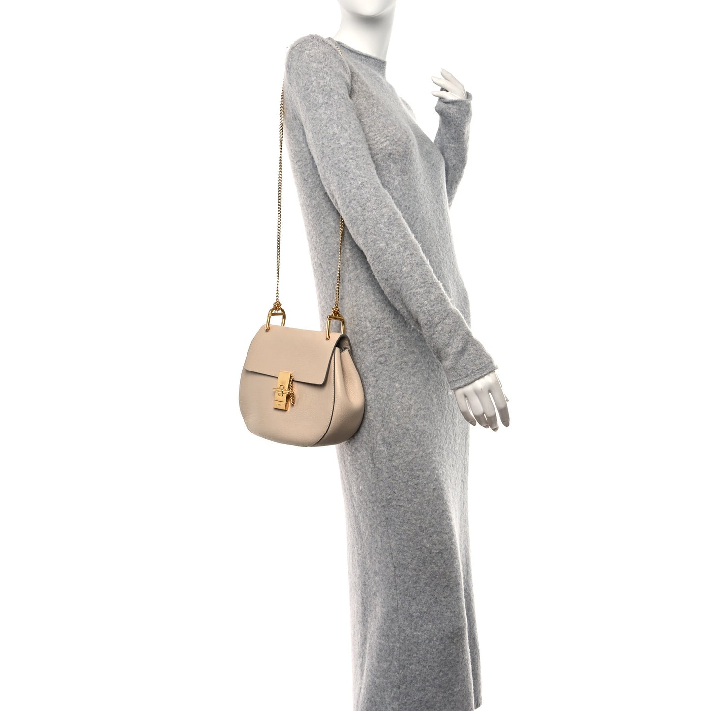 Grained Lambskin Mini Drew Shoulder Bag Abstract White