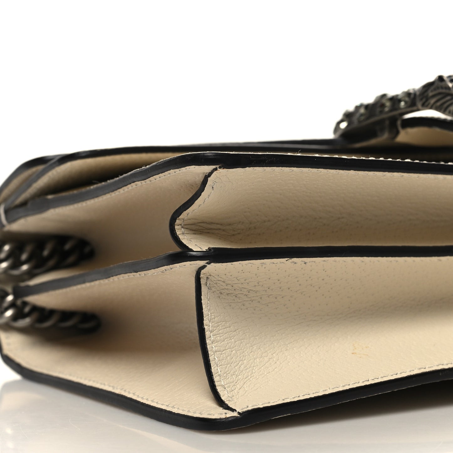 Textured Calfskin Crystal Small Dionysus Shoulder Bag Mystic White