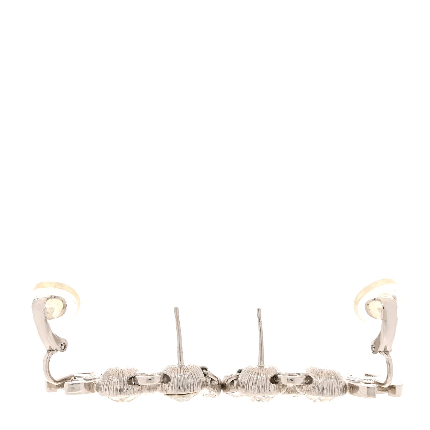 Crystal CC Long Drop Earrings Silver