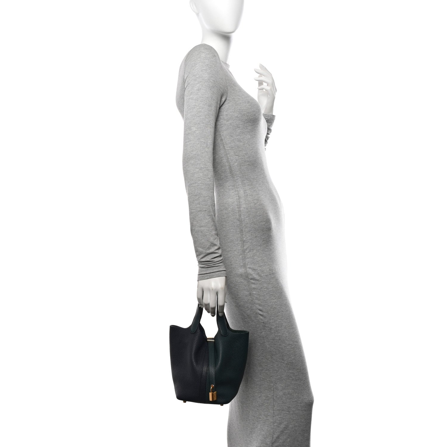 Hermes Taurillon Clemence Casaque Picotin Lock 18 PM Bleu Nuit Vert Bosphore 2 of 10