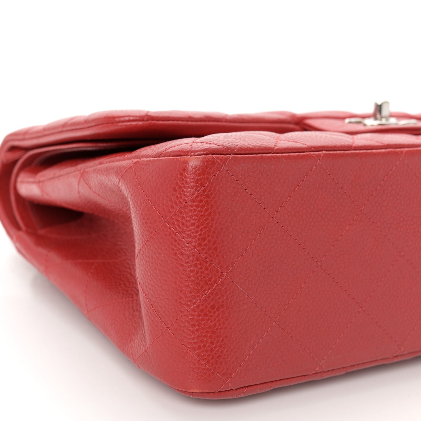Caviar Quilted Jumbo Double Flap Red