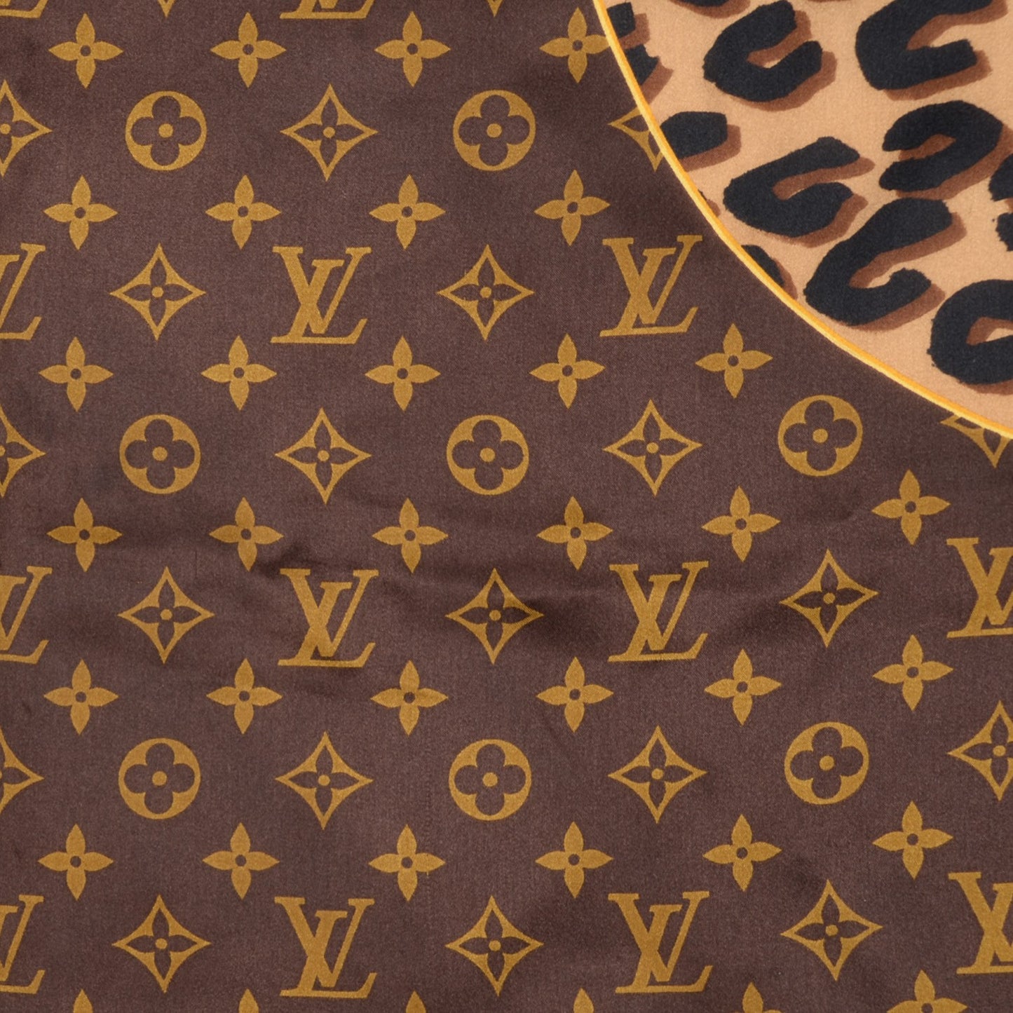 Silk Leopard Monogram Square Scarf