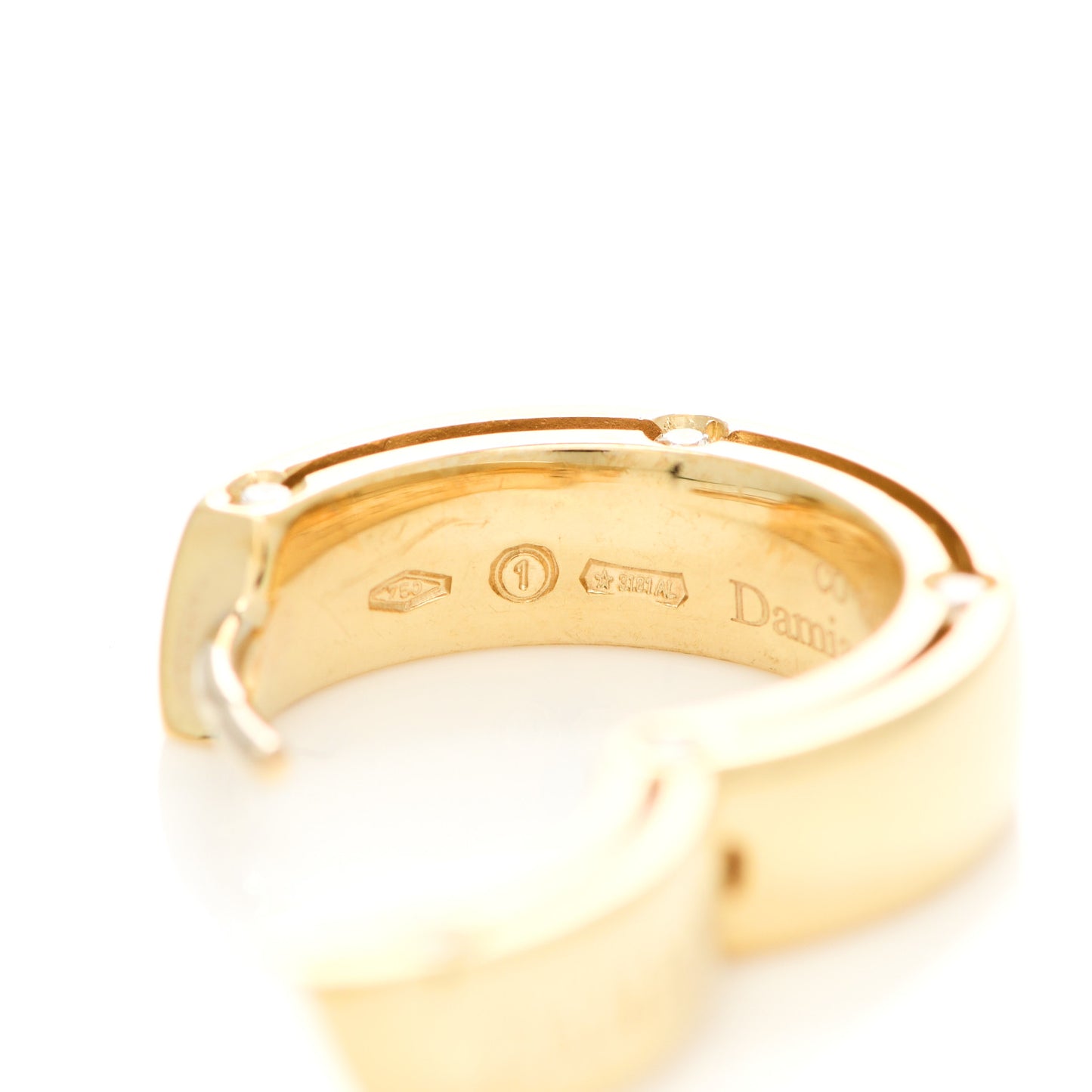 X BRAD PITT 18K Yellow Gold Diamond D.Side Hoop Earrings