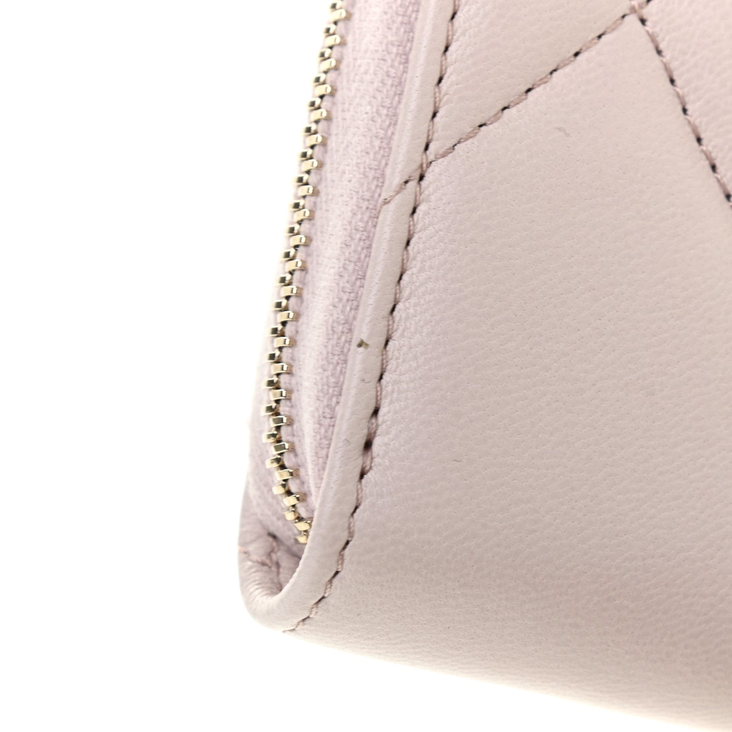 Lambskin Quilted 19 Zip Around Coin Purse Wallet Light Purple