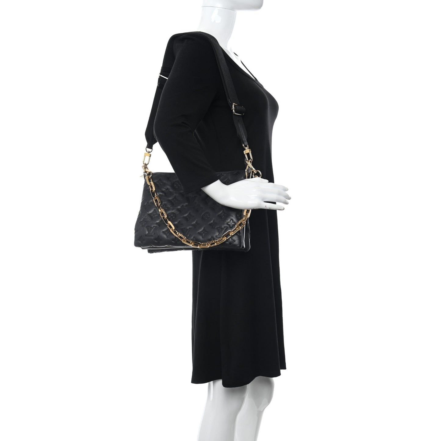 Lambskin Embossed Monogram Coussin PM Black