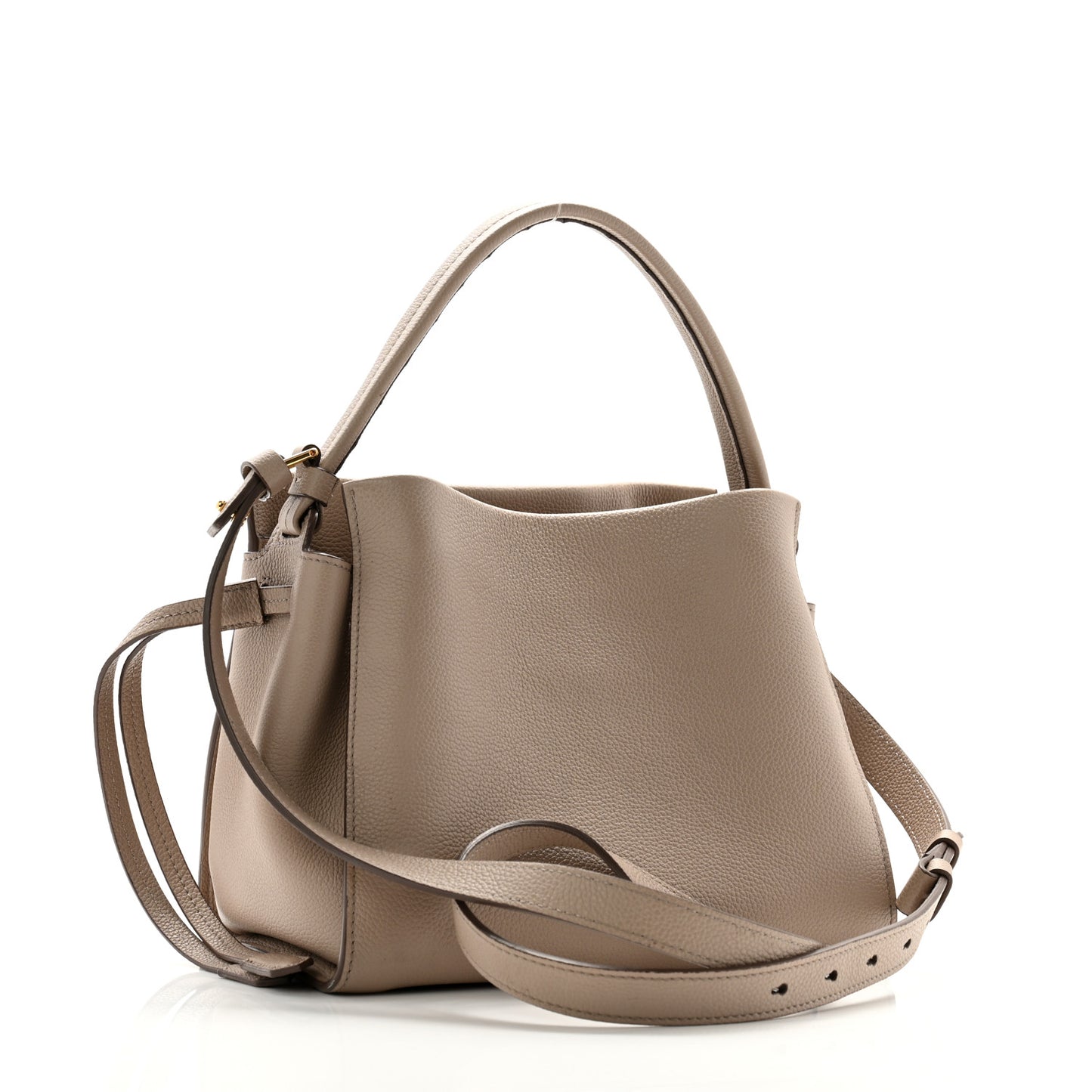 Grained Calfskin Small Padlock Top Handle Beige
