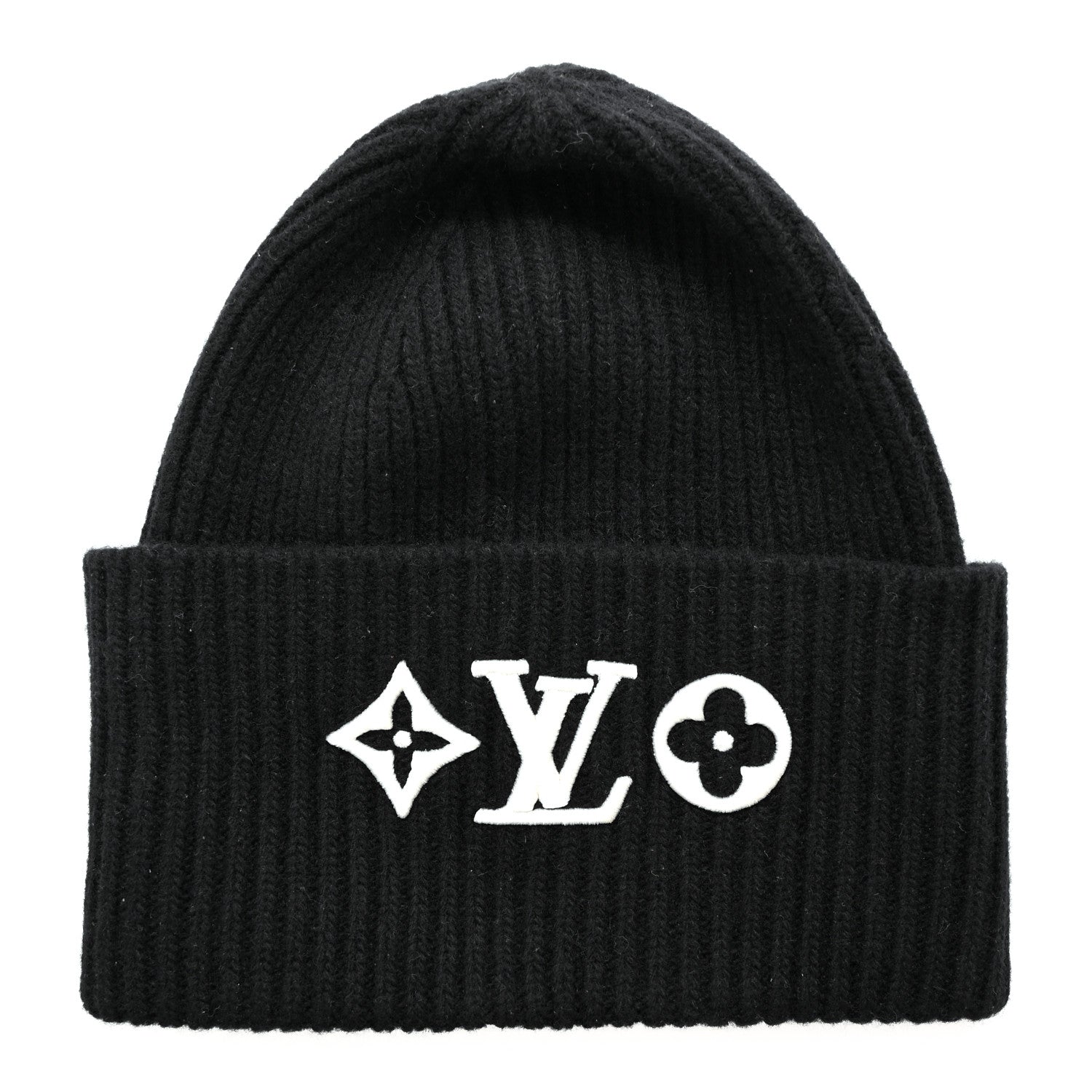 Louis Vuitton Wool Monogram LV Headline Beanie Hat Black 1502501