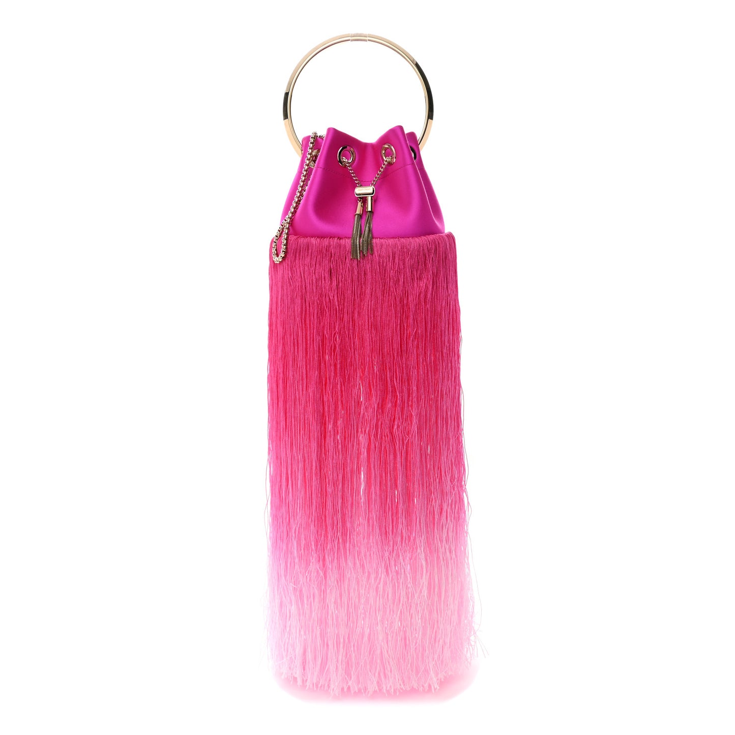 Satin Fringe Bon Bon Bag Fuchsia