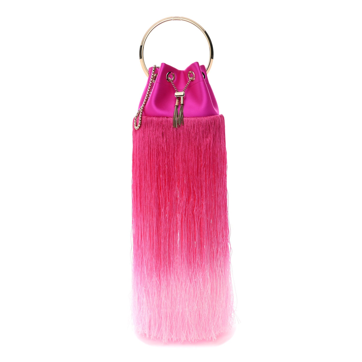 Jimmy Choo Satin Fringe Bon Bon Bag Fuchsia 3 of 12