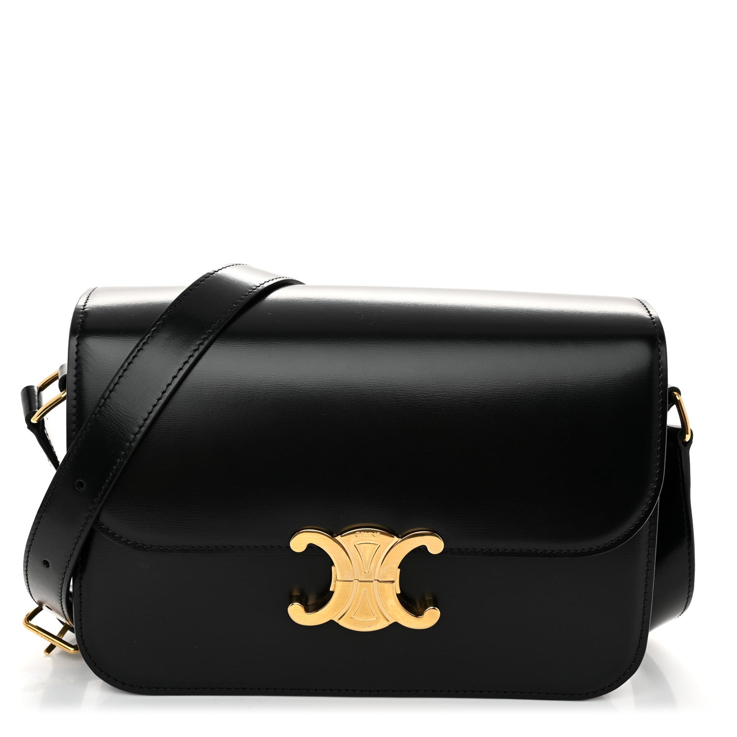 Celine Shiny Calfskin Medium Triomphe Black 1 of 11