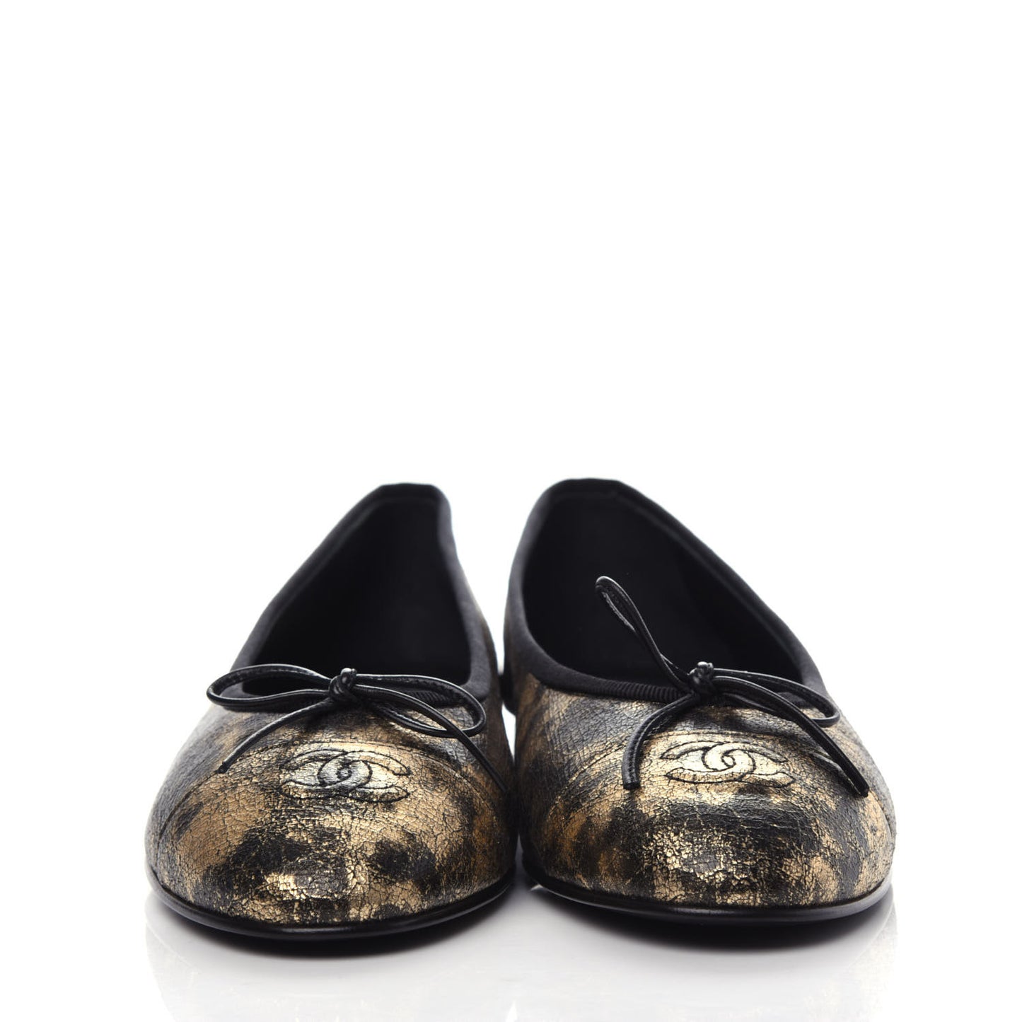 Laminated Goatskin Cap Toe CC Ballerina Flats 40 Gold