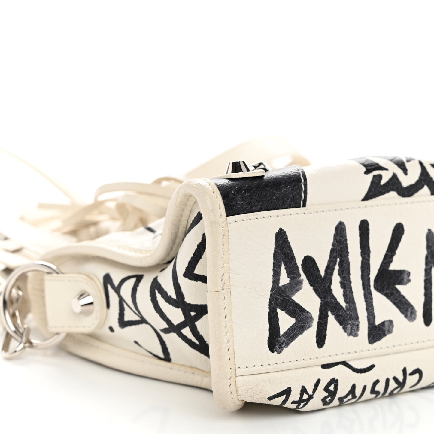 Agneau Arena Graffiti All Over Classic Silver Hardware Mini City White Black