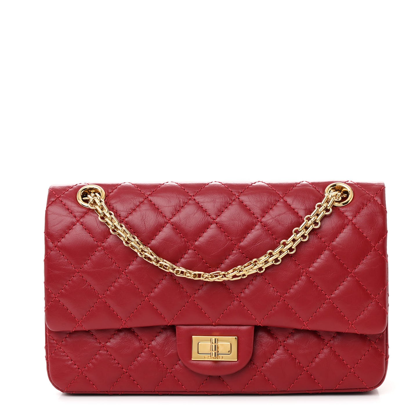 Aged Calfskin Quilted 2.55 Reissue 225 Flap Red