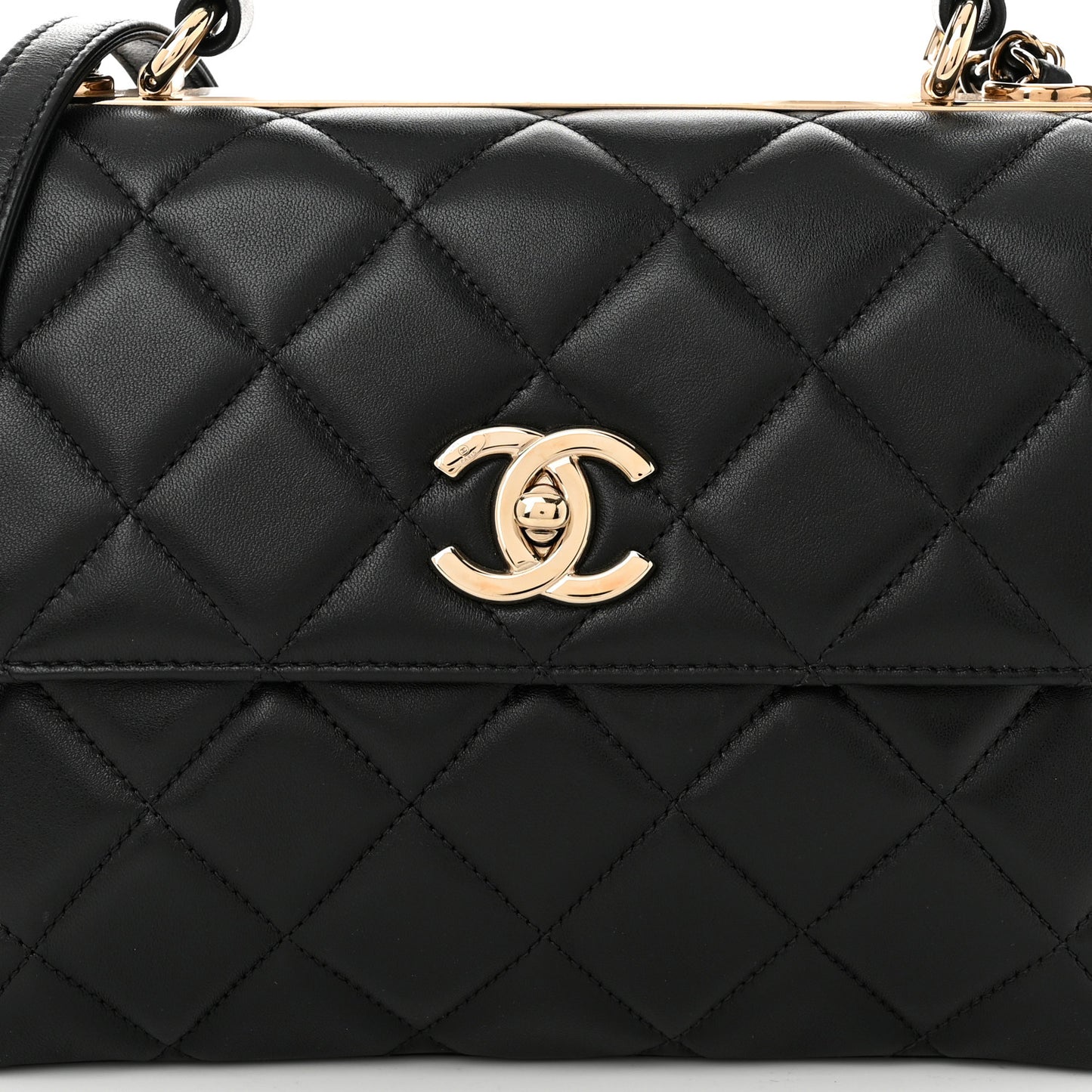 Lambskin Quilted Small Trendy CC Dual Handle Flap Bag Black