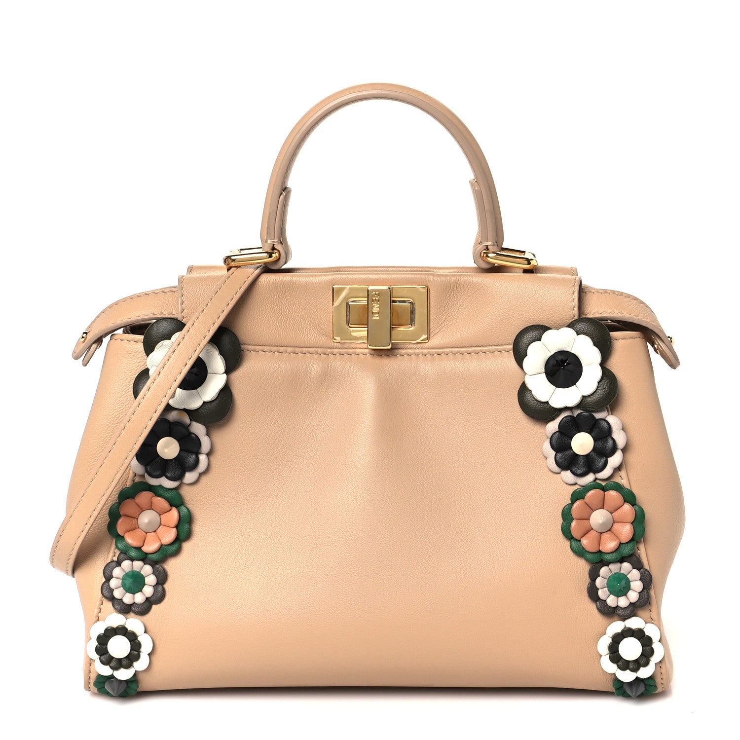 苺 Fendi Nappa Flowerland Mini Peekaboo Iconic Satchel Pale Pink