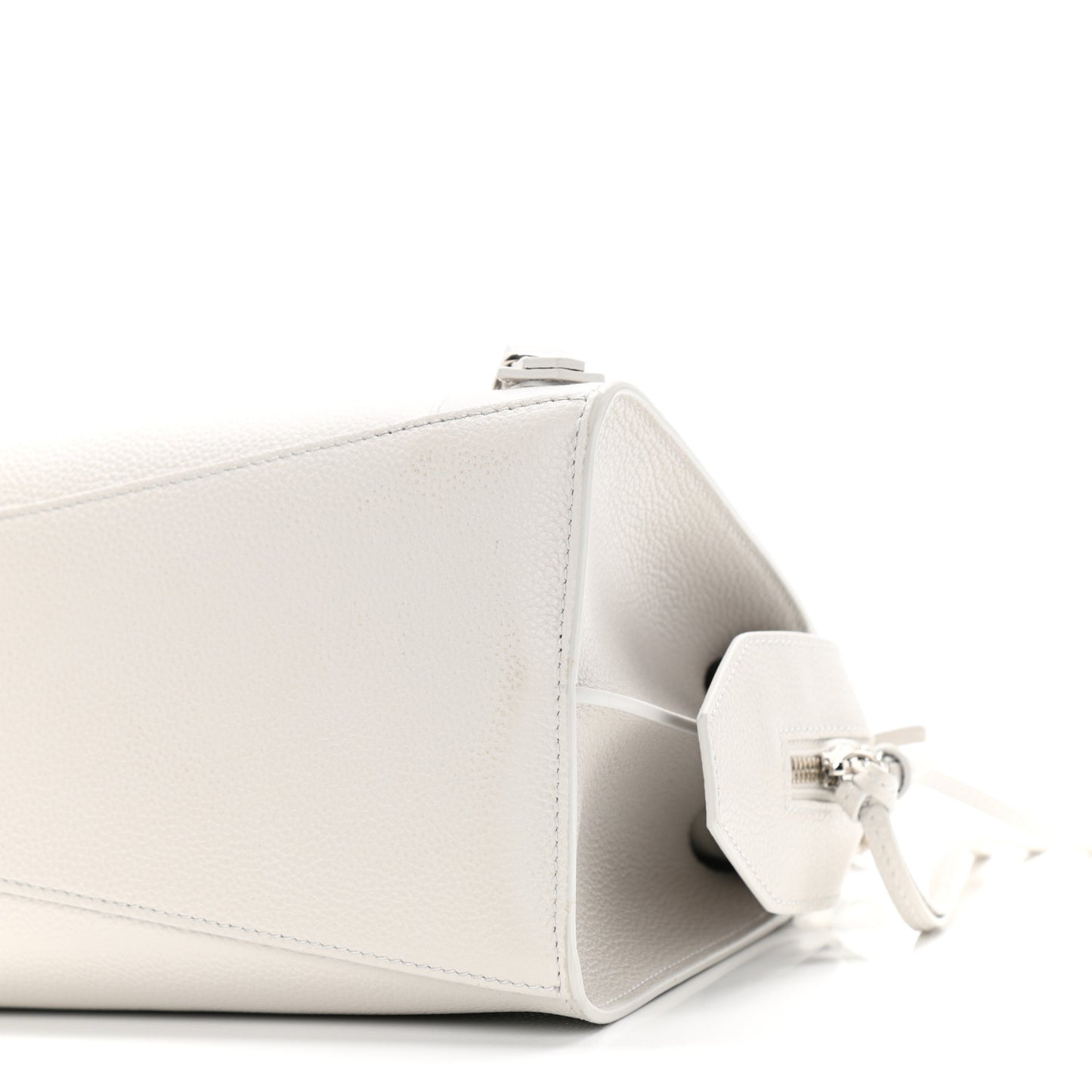 Grained Calfskin Neo Classic Silver Hardware S City Chalky White
