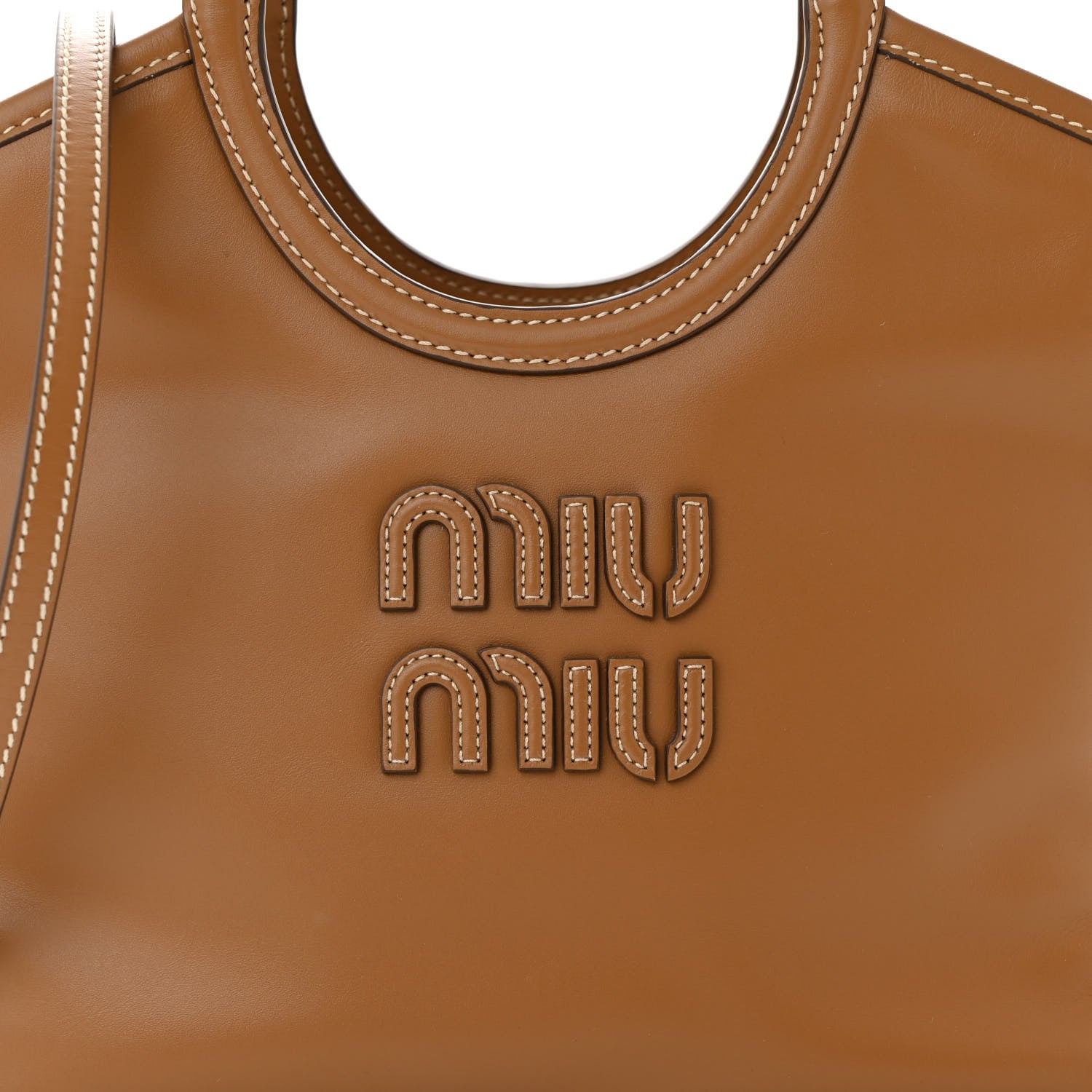 Miu Miu Soft Calf Softy Small Ivy Tote Bag Caramel 8 of 10