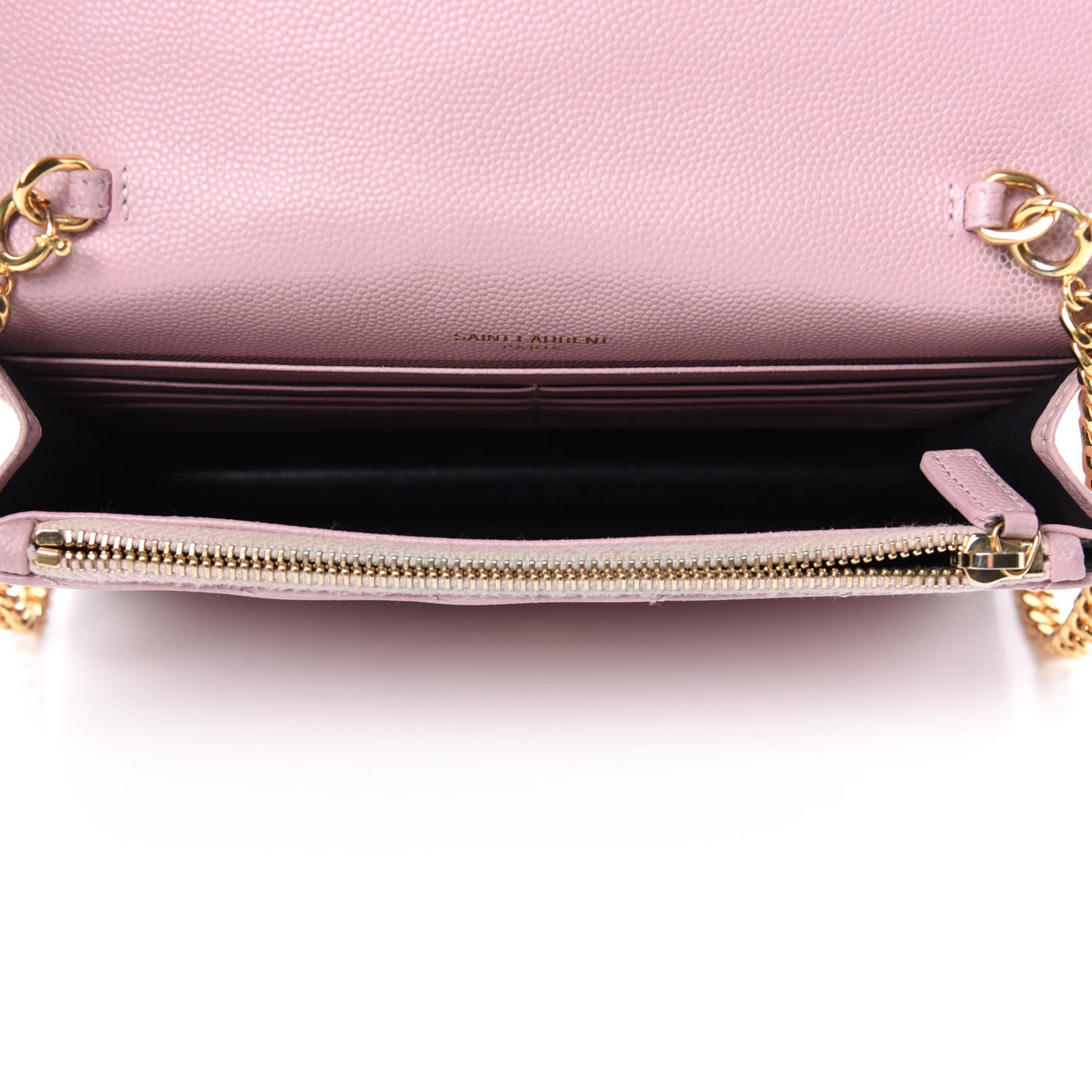Grain De Poudre Matelasse Chevron Monogram Envelope Chain Wallet Pale Pink