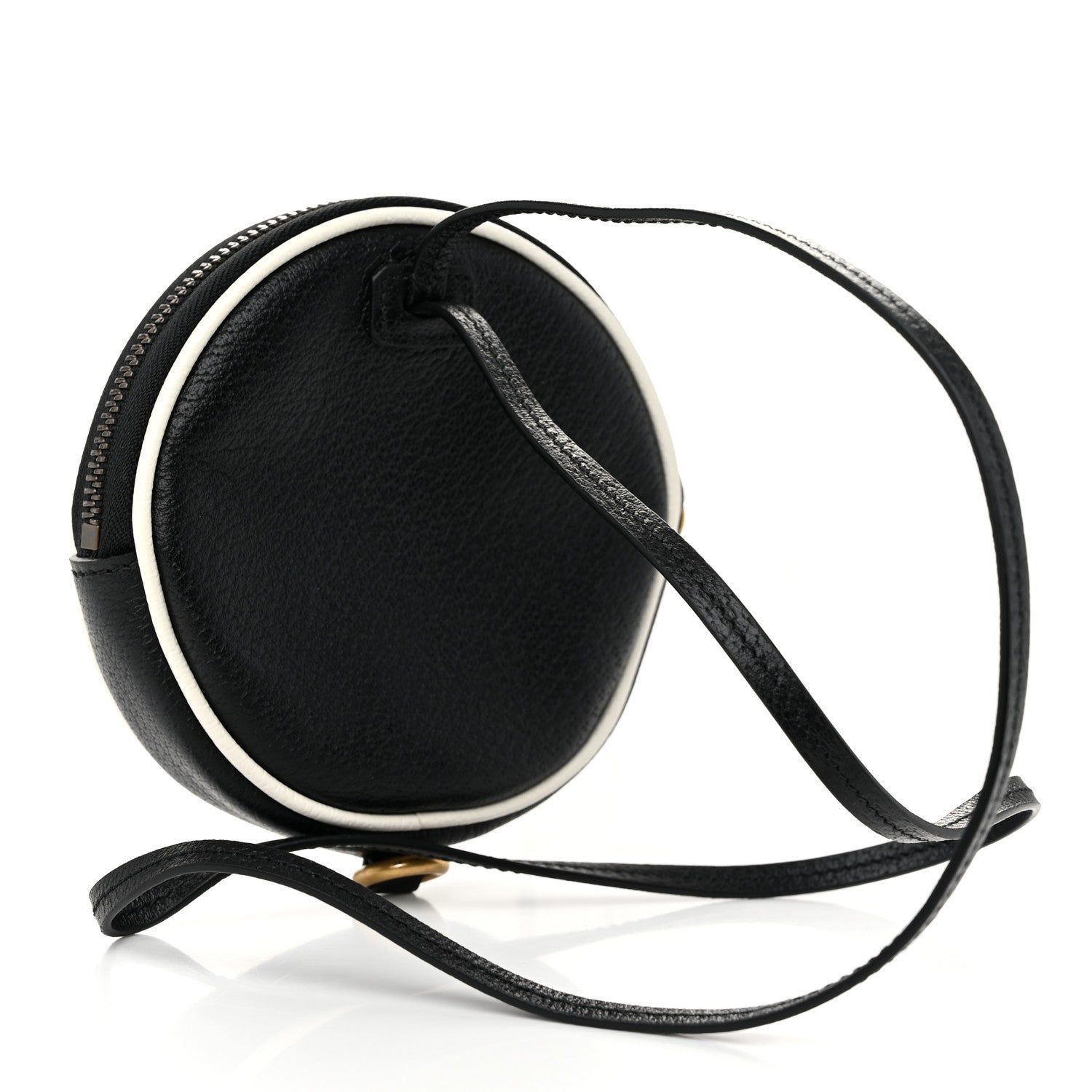 Gucci X ADIDAS Textured Dollar Calfskin Web Trefoil Mini Pouch Set Shoulder Bag Black Off White 4 of 14