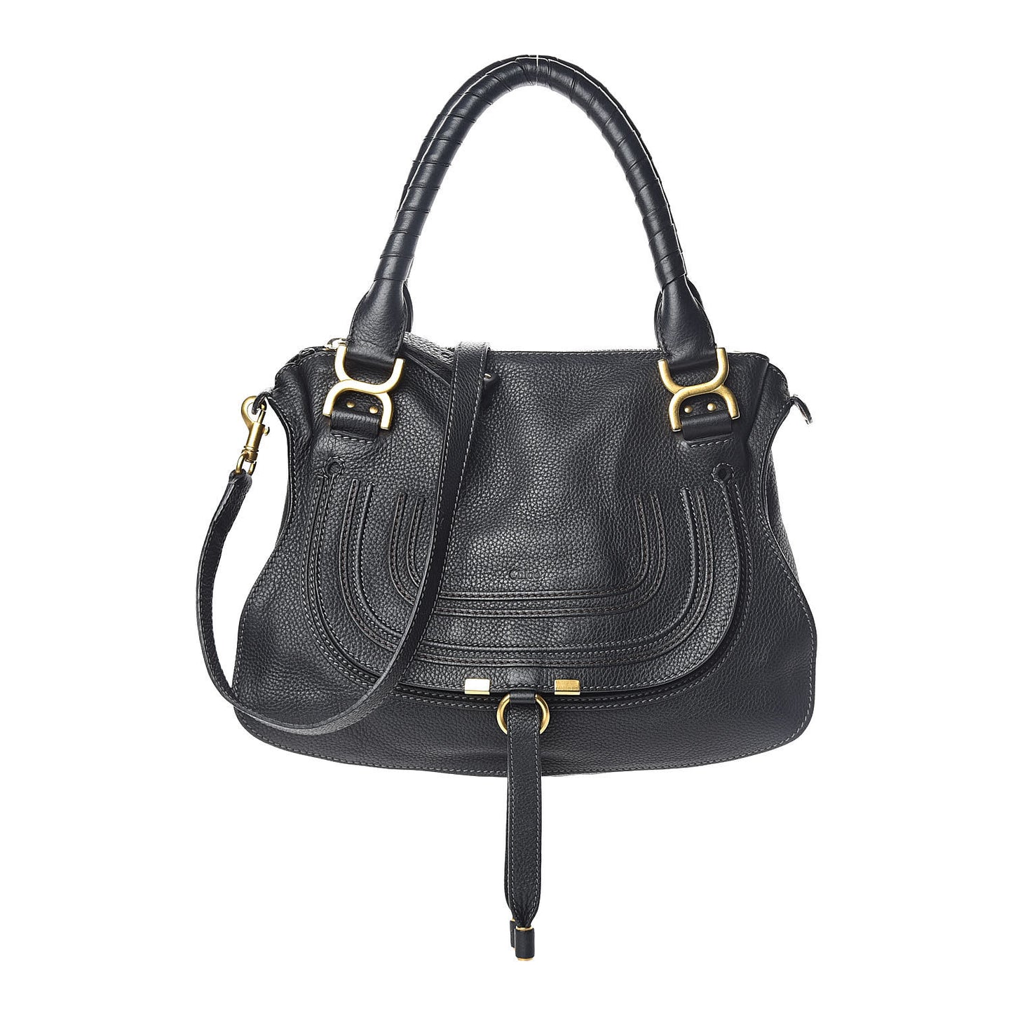 Calfskin Medium Marcie Satchel Black