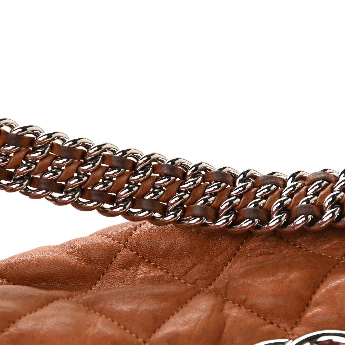 Washed Lambskin Chain Around Hobo Beige
