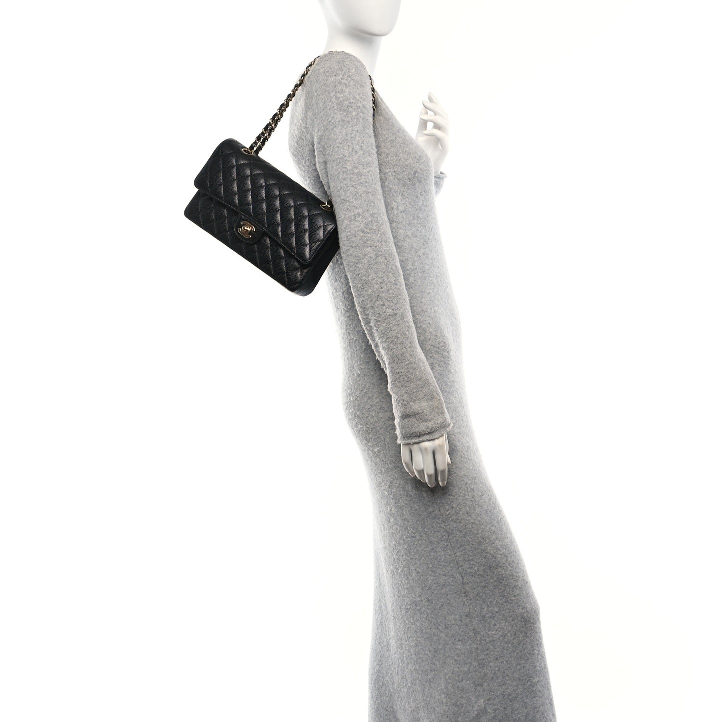 Caviar Quilted Small Double Flap Black