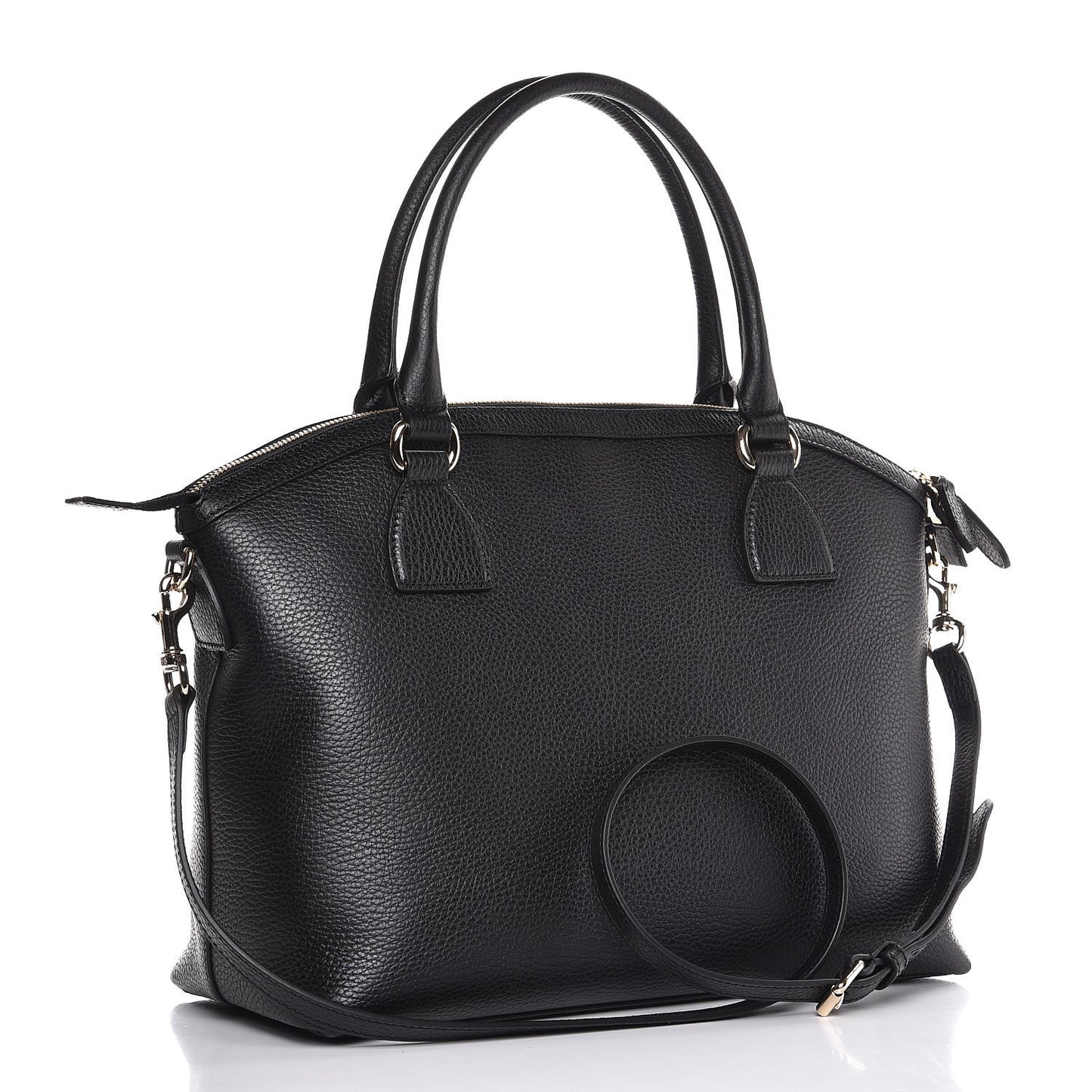 Dollar Calfskin GG Charm Dome Satchel Black