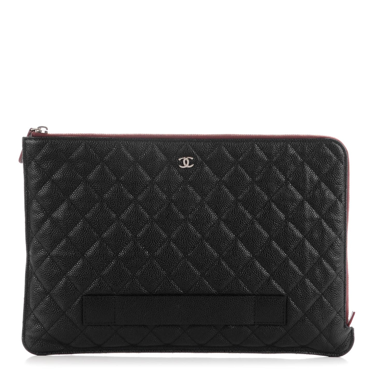Caviar Quilted Large Slide Pouch Black