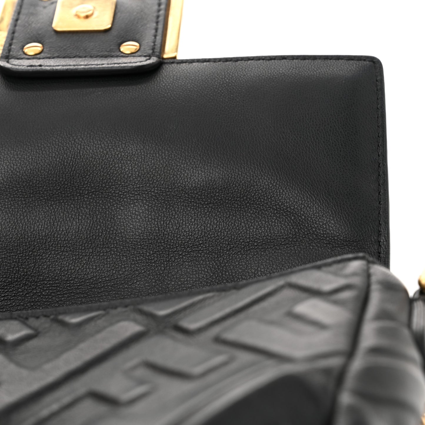 Nappa FF 1974 Embossed Mini Baguette Black