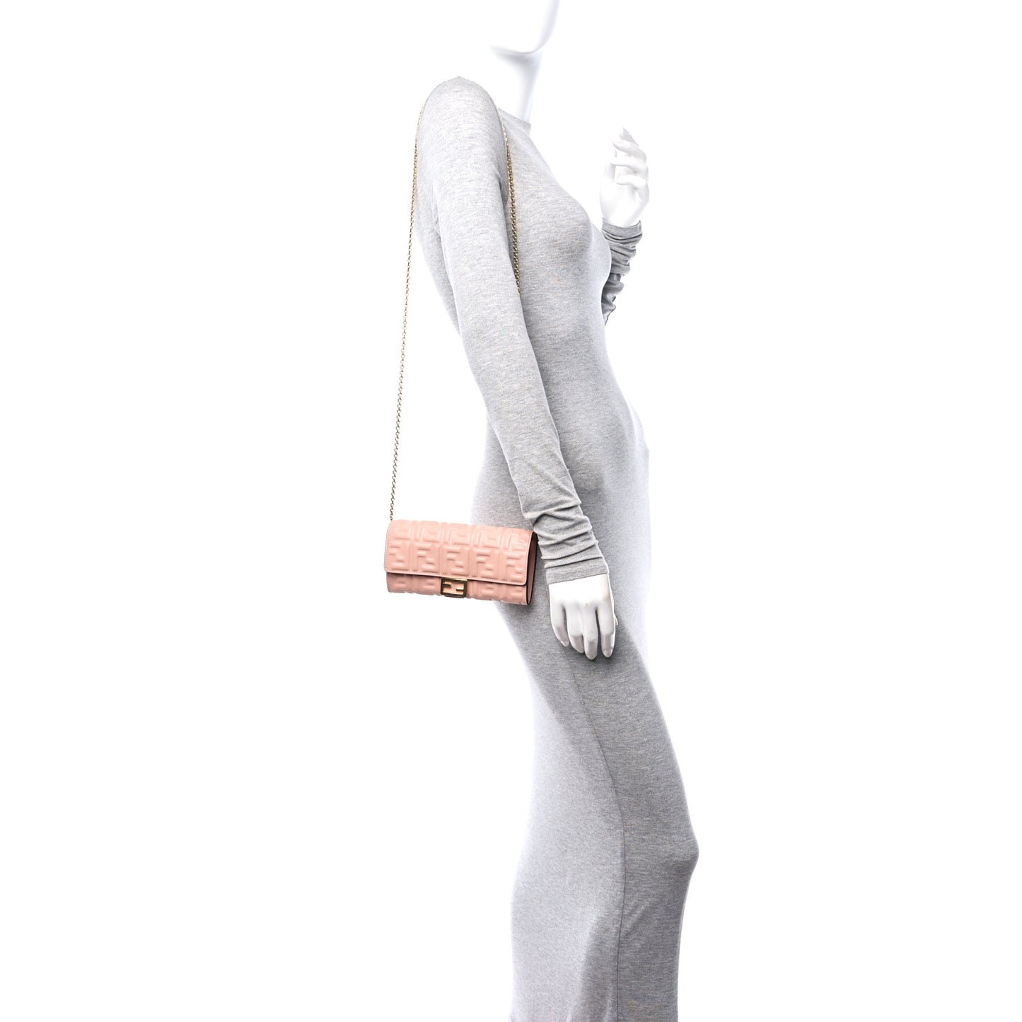Nappa Matisse FF Embossed Continental Wallet On Chain Light Pink
