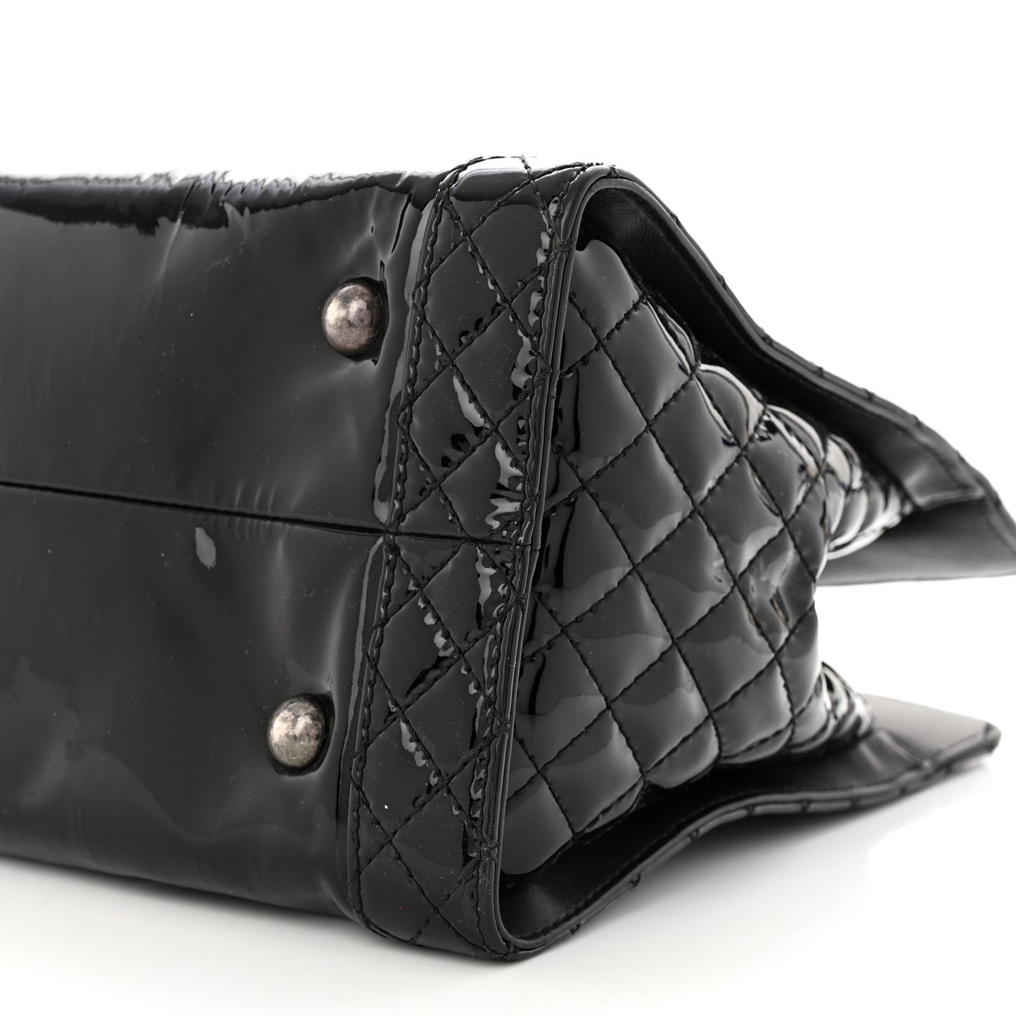 Patent Quilted Reverso Boy Tote Black