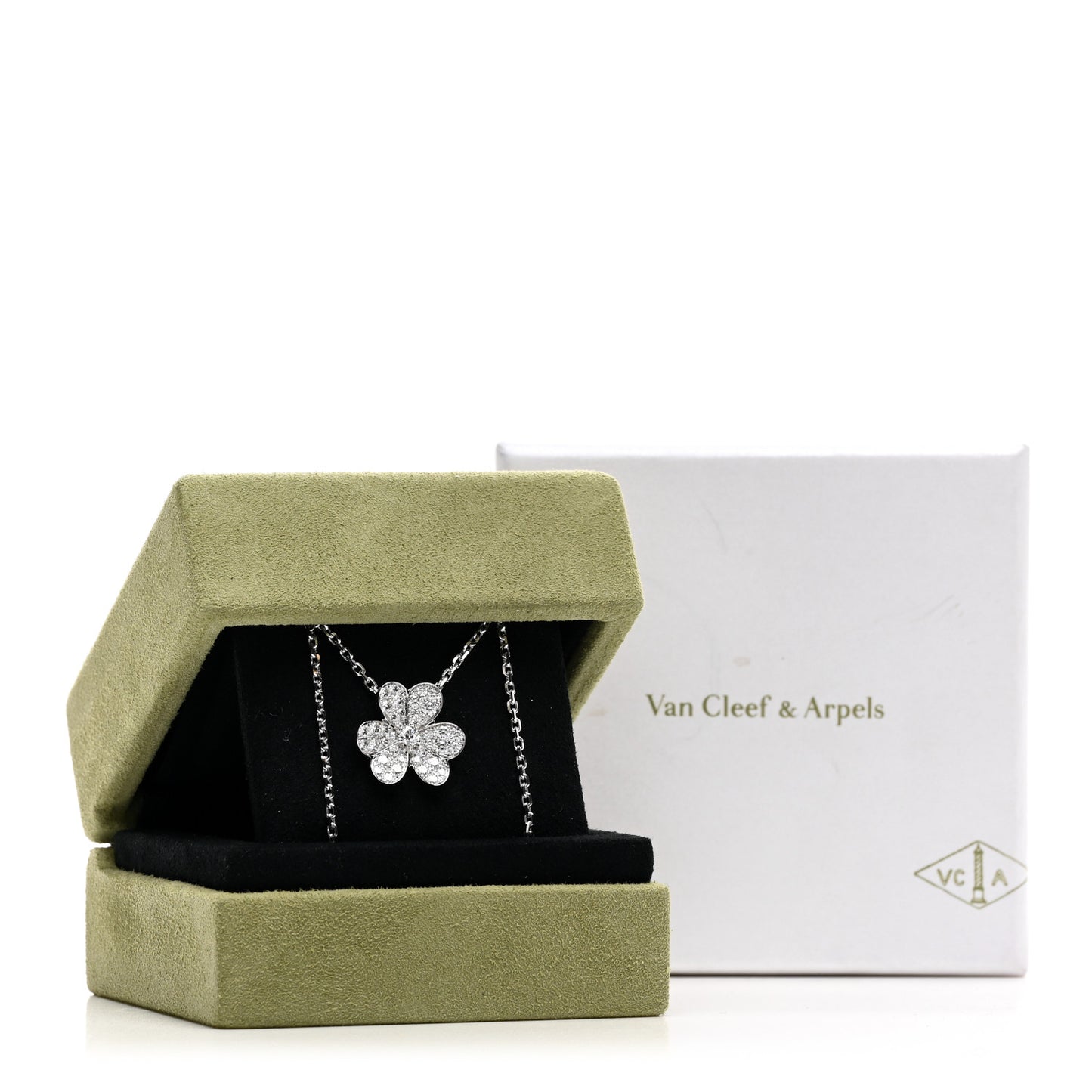 18K White Gold Diamond Small Frivole Pendant Necklace