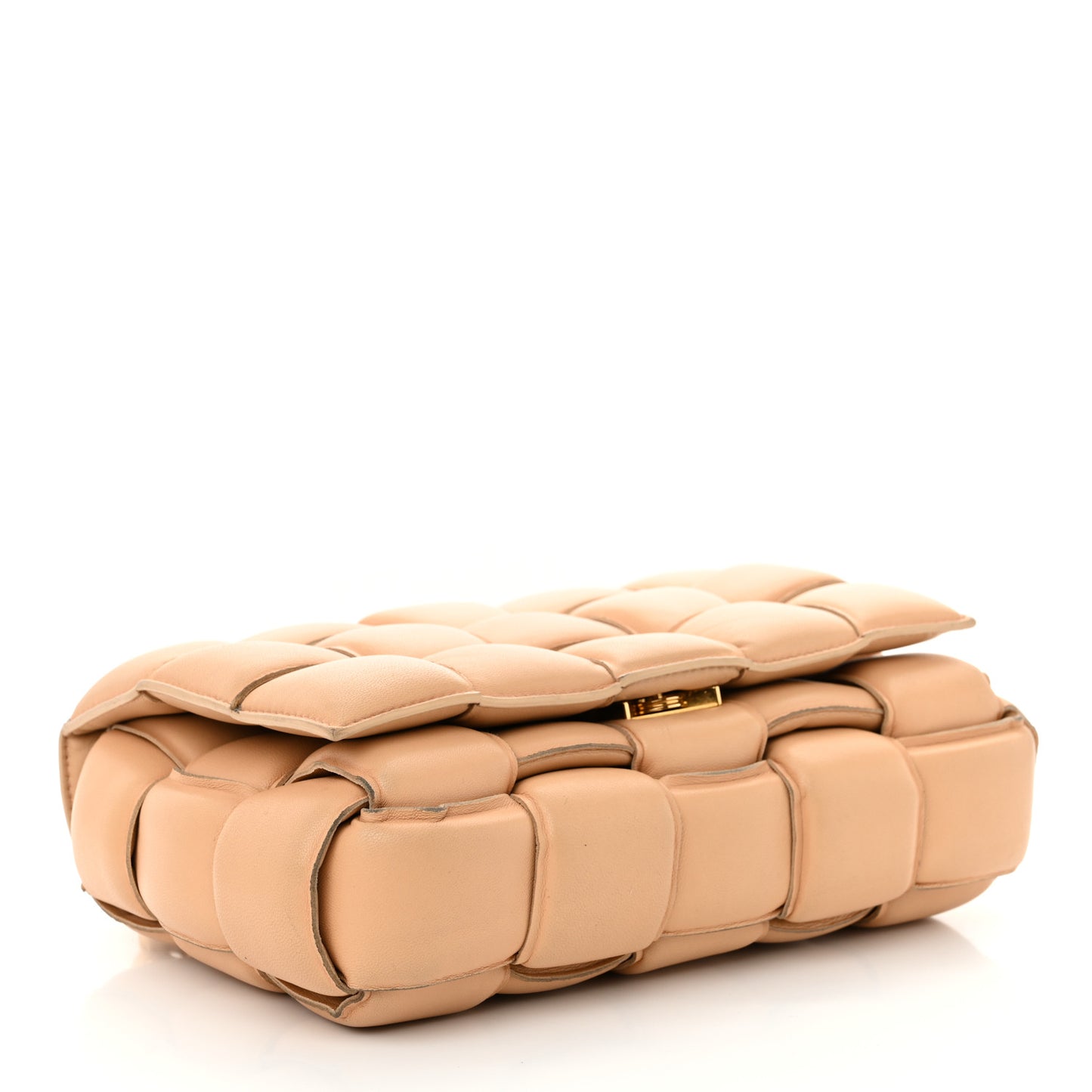 Lambskin Maxi Intreccio Padded Chain Cassette Crossbody Bag Almond
