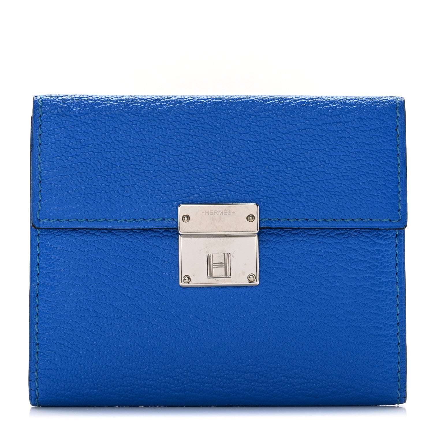 Hermes Chevre Mysore Mini Clic Card Holder Bleu Hydra 1271349